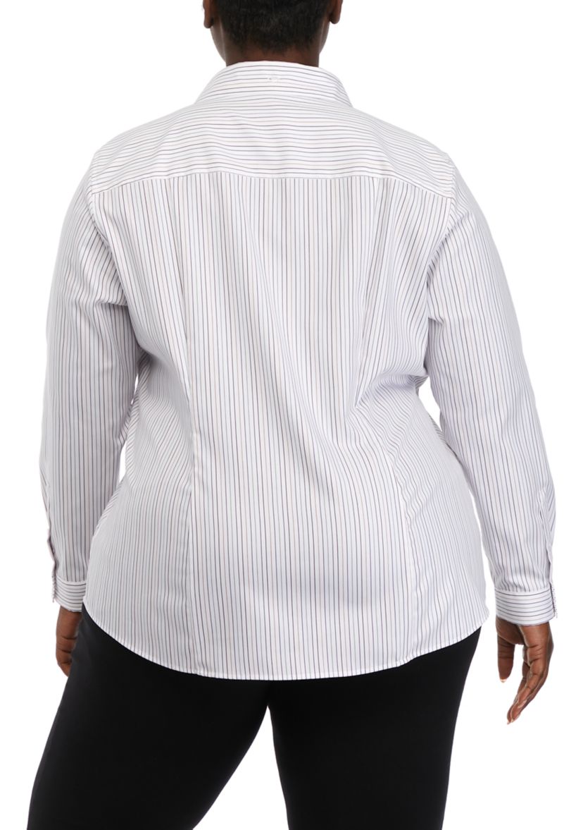 Plus Size Long Sleeve Collared Shirt