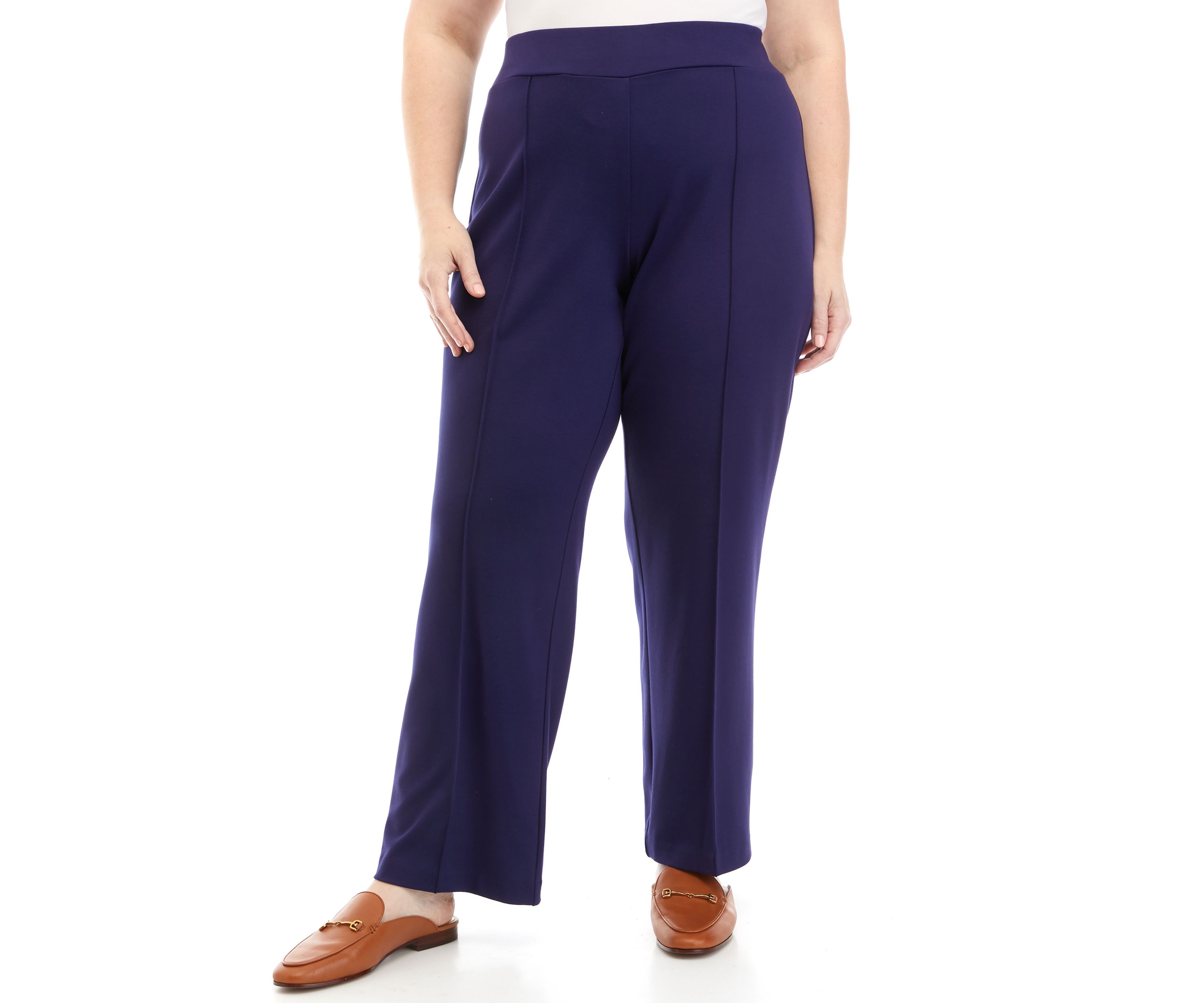 Plus Size Pull On Seam Wide Leg Pants