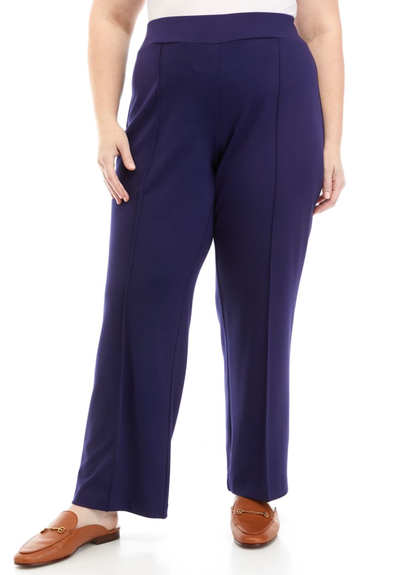 Plus Size Pull On Seam Wide Leg Pants