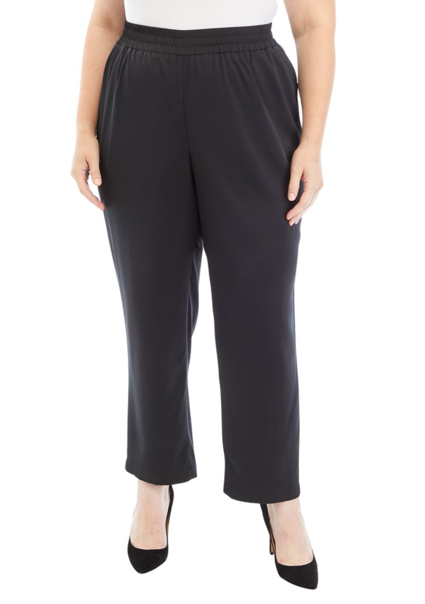 Plus Size Satin Pull On Jogger Pants