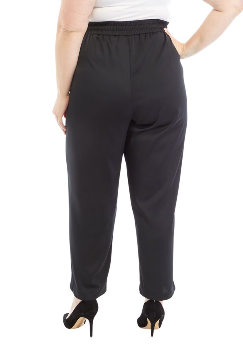 Plus Size Satin Pull On Jogger Pants