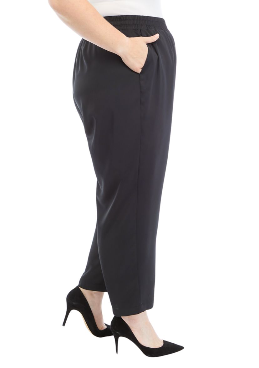 Plus Size Satin Pull On Jogger Pants