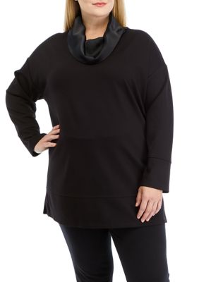 JONES NEW YORK Women's Plus Size Long Sleeve Serenity Cowl Neck Sweatshirt