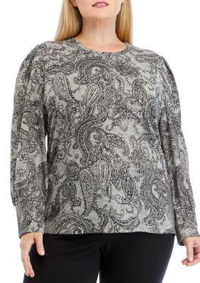 JONES NEW YORK Women's Plus Size Foil Printed Marl Top, 3X