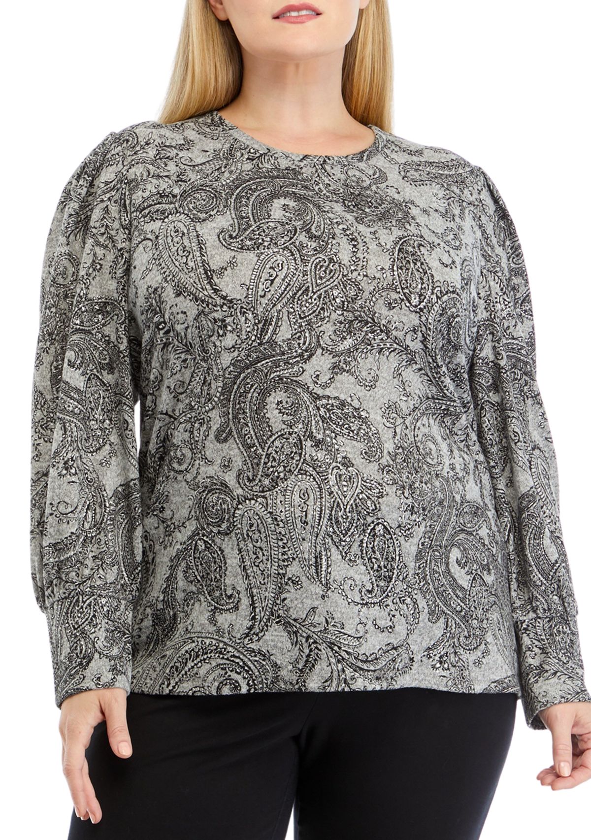 Plus Size Foil Printed Marl Top