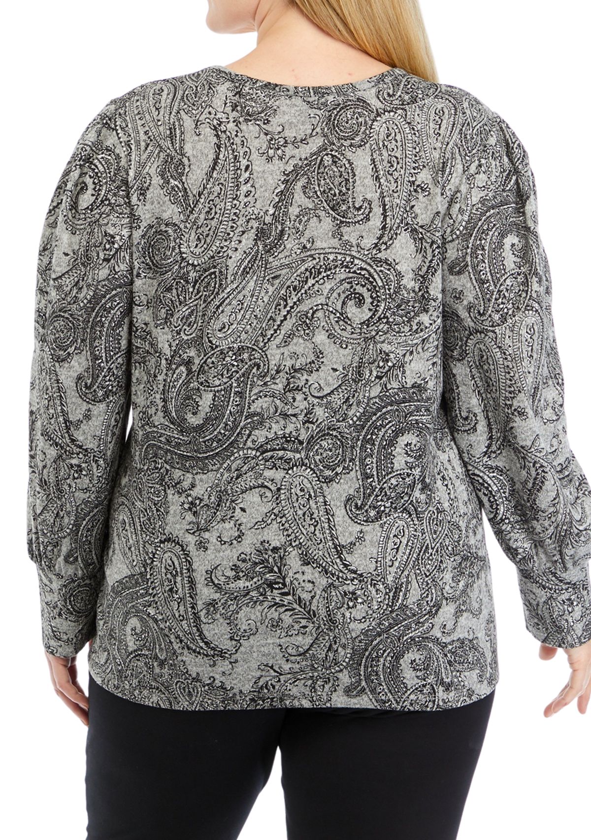 Plus Size Foil Printed Marl Top