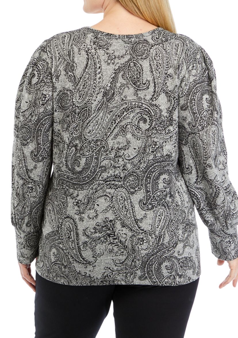 Plus Size Foil Printed Marl Top