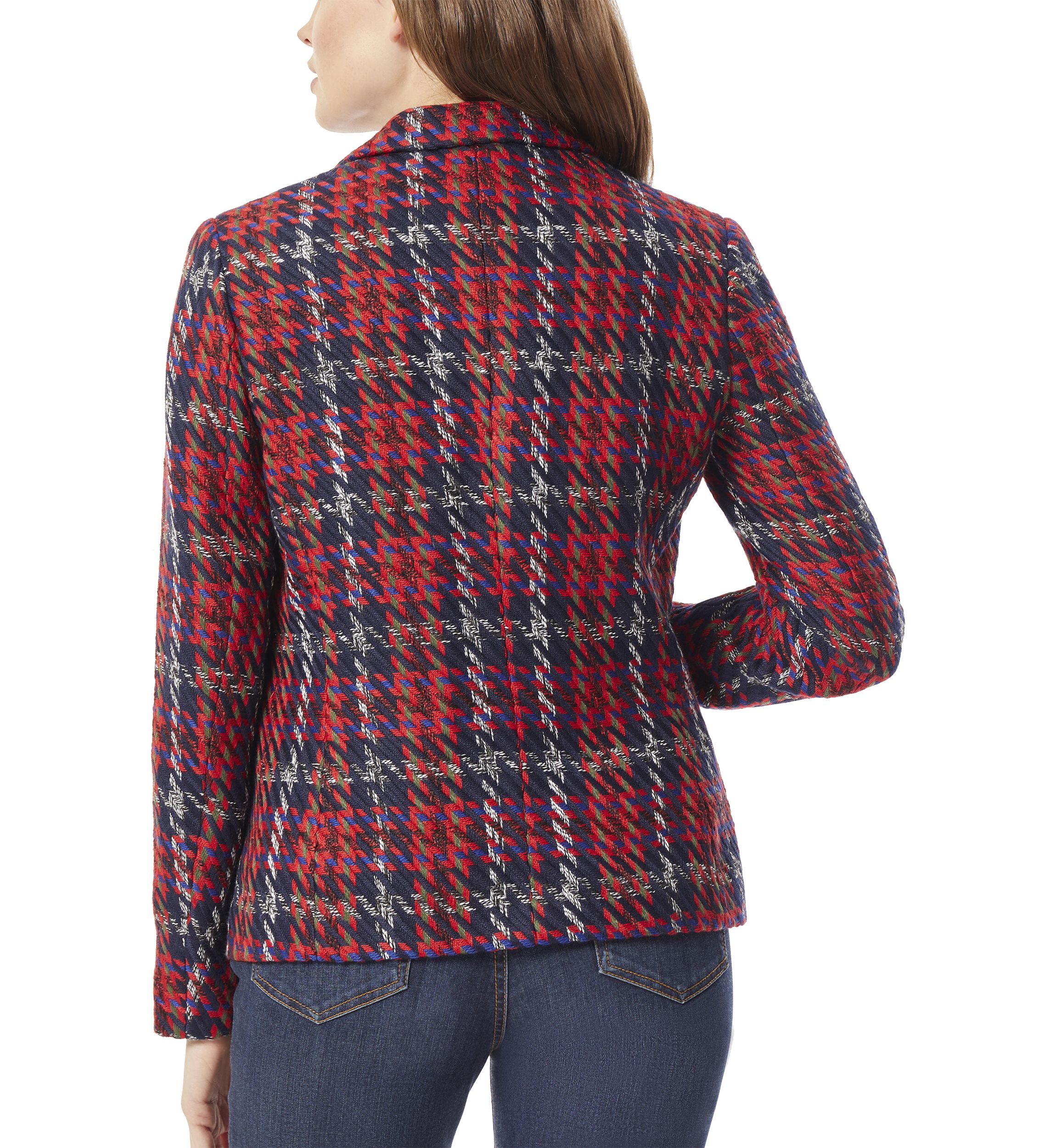 Womens Plaid Faux Double Breasted Jacket