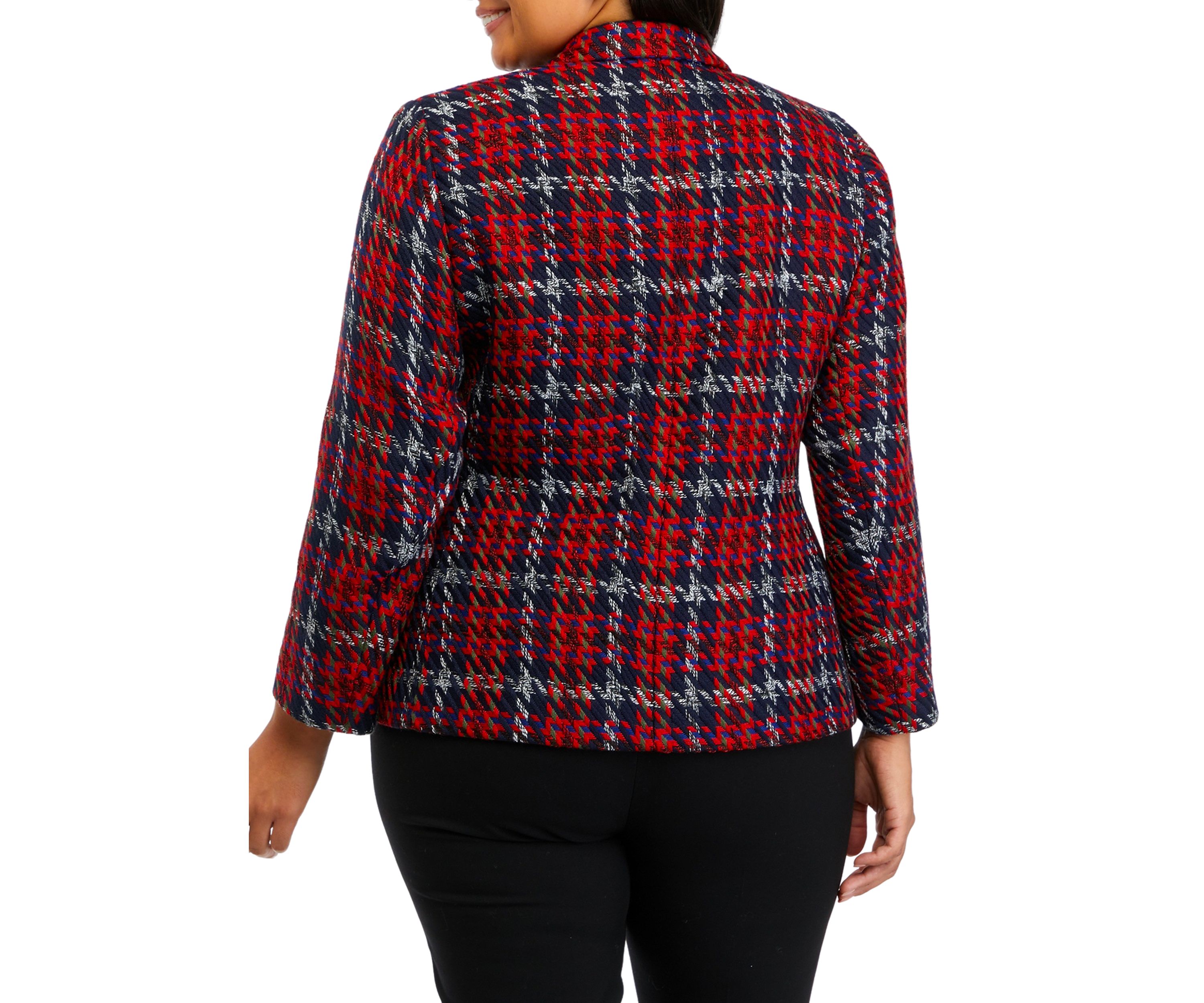 Plus Size Plaid Double Breasted Jacket 