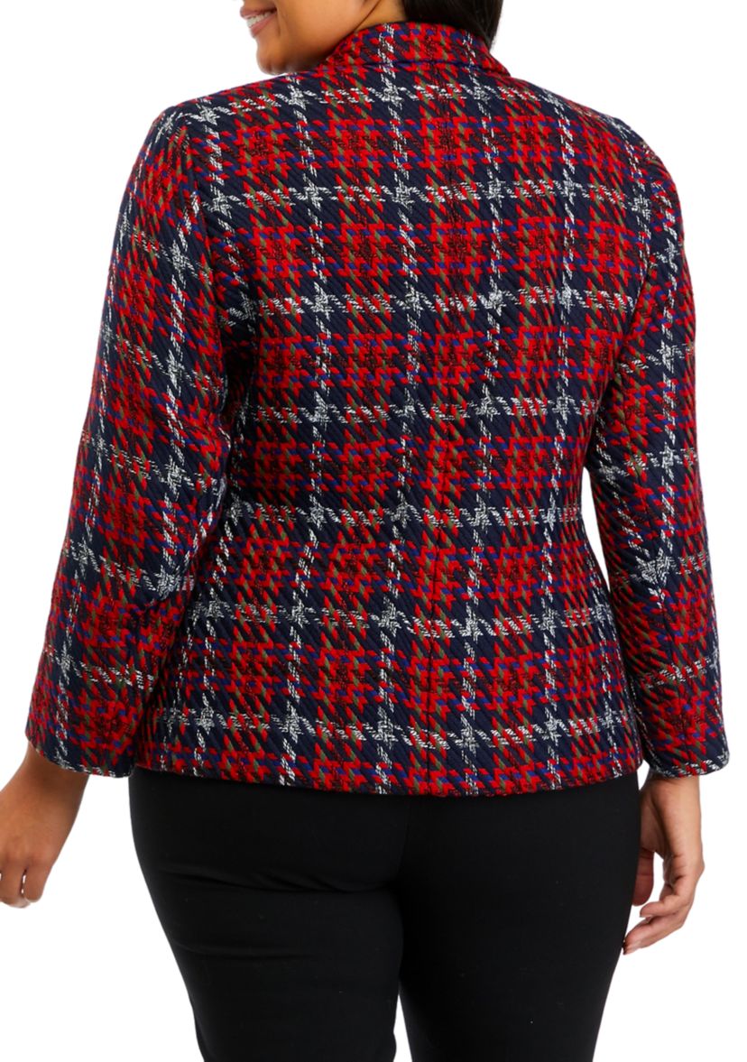 Plus Size Plaid Double Breasted Jacket 