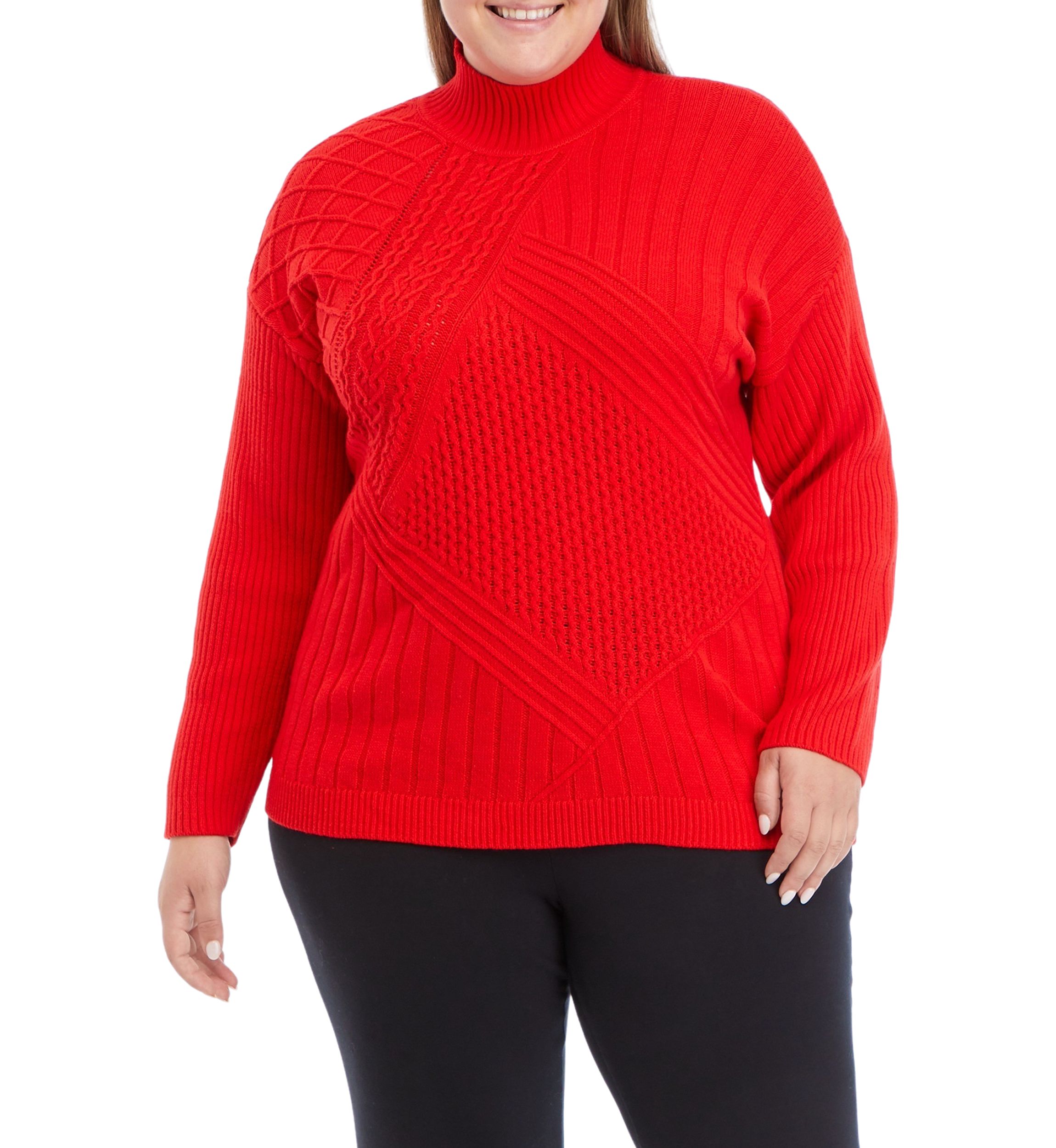 Plus Size Reversible Directional Stitched Sweater