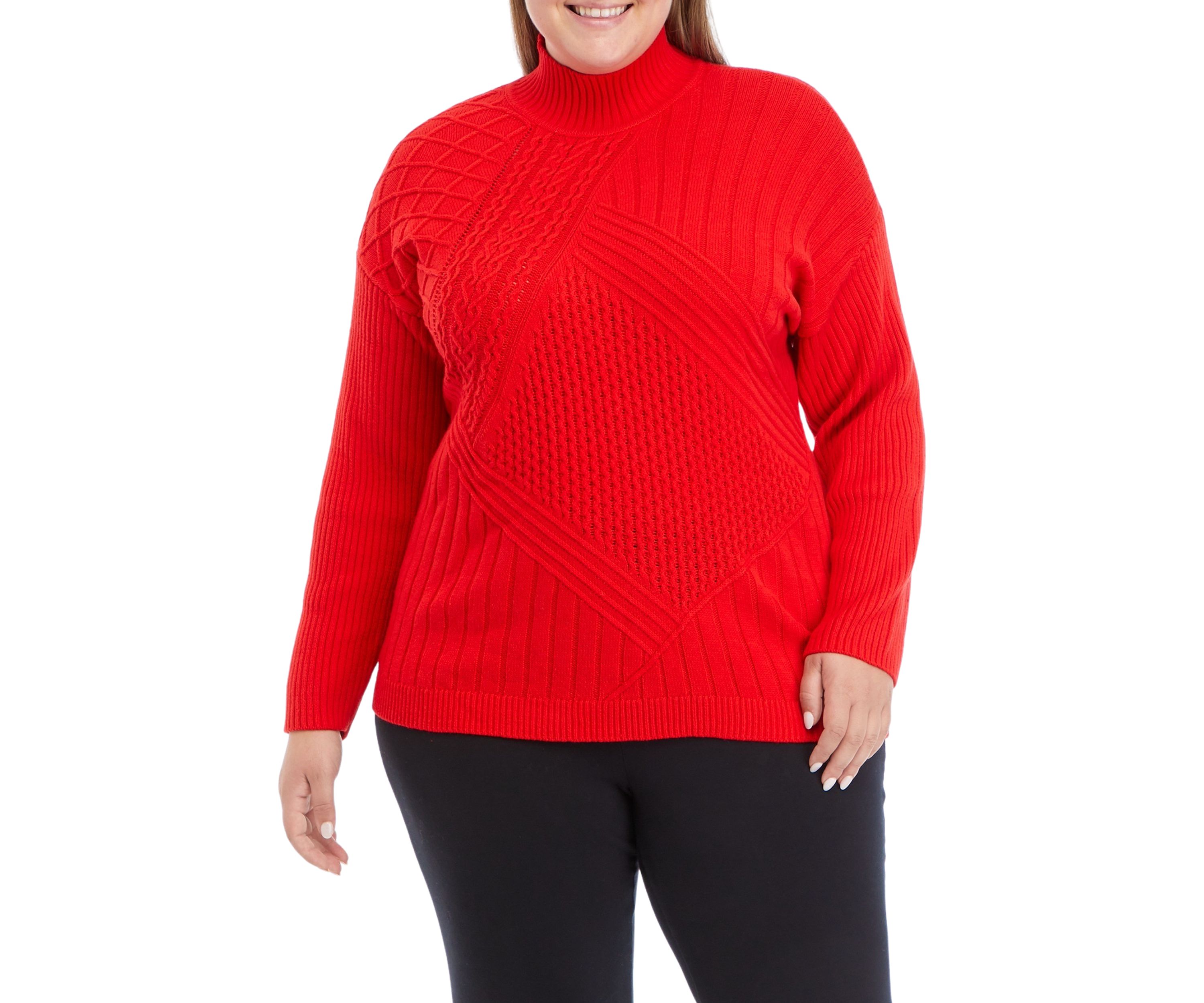 Plus Size Reversible Directional Stitched Sweater