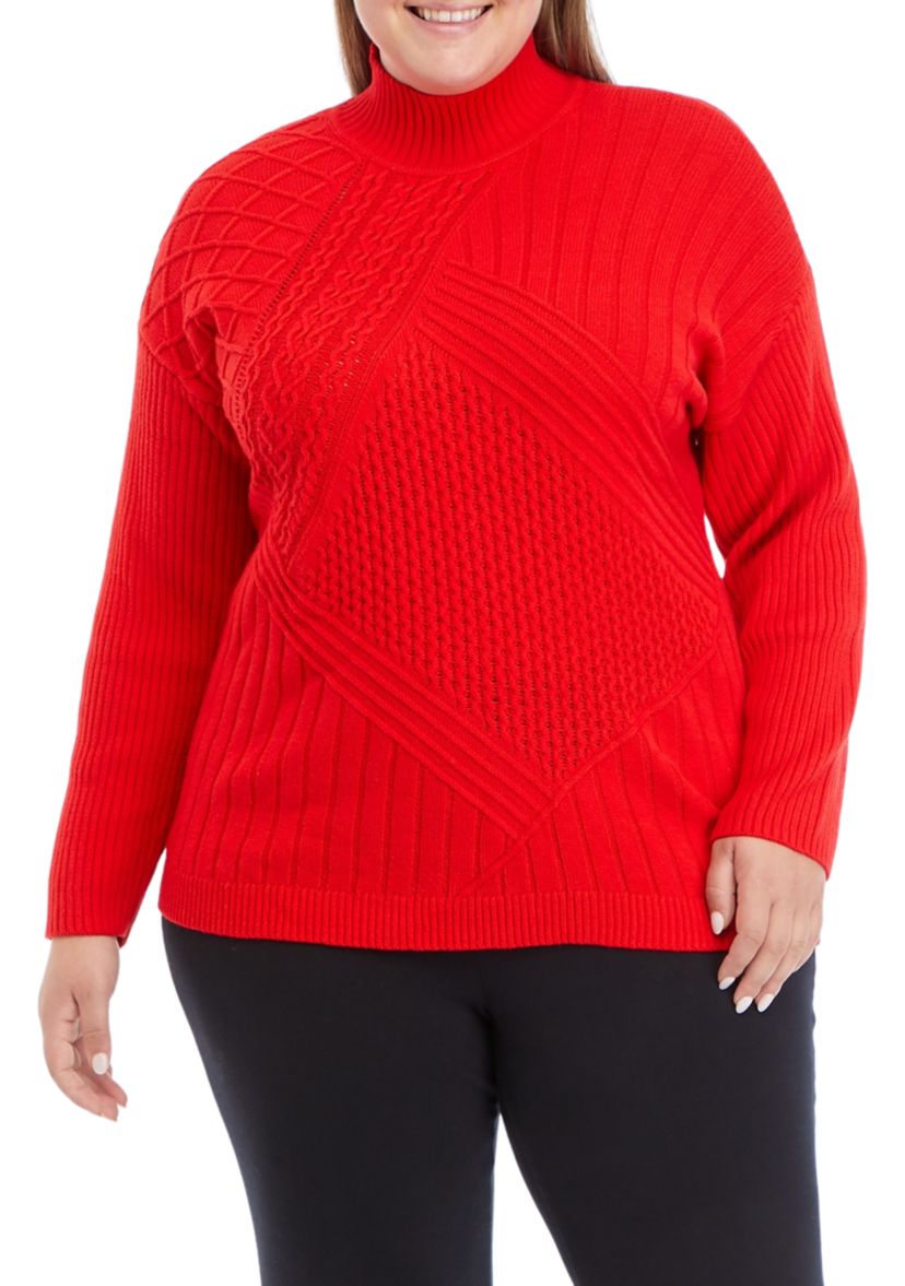 Plus Size Reversible Directional Stitched Sweater