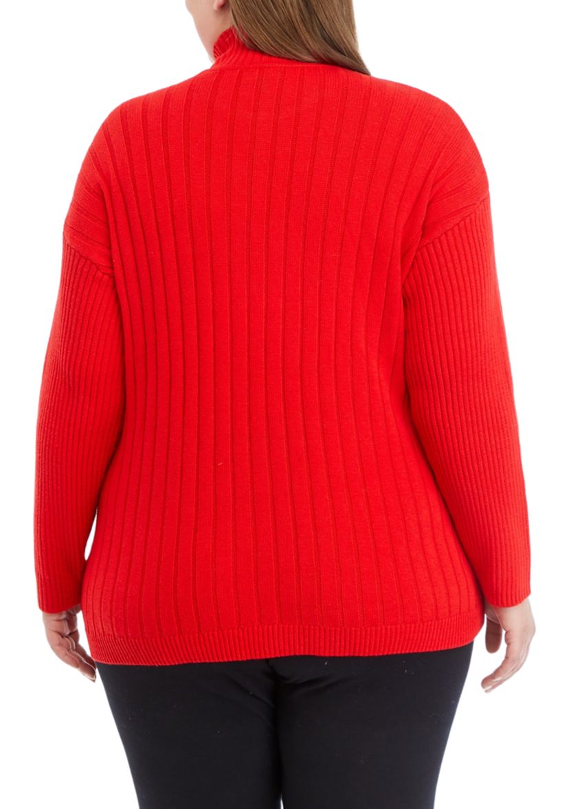 Plus Size Reversible Directional Stitched Sweater