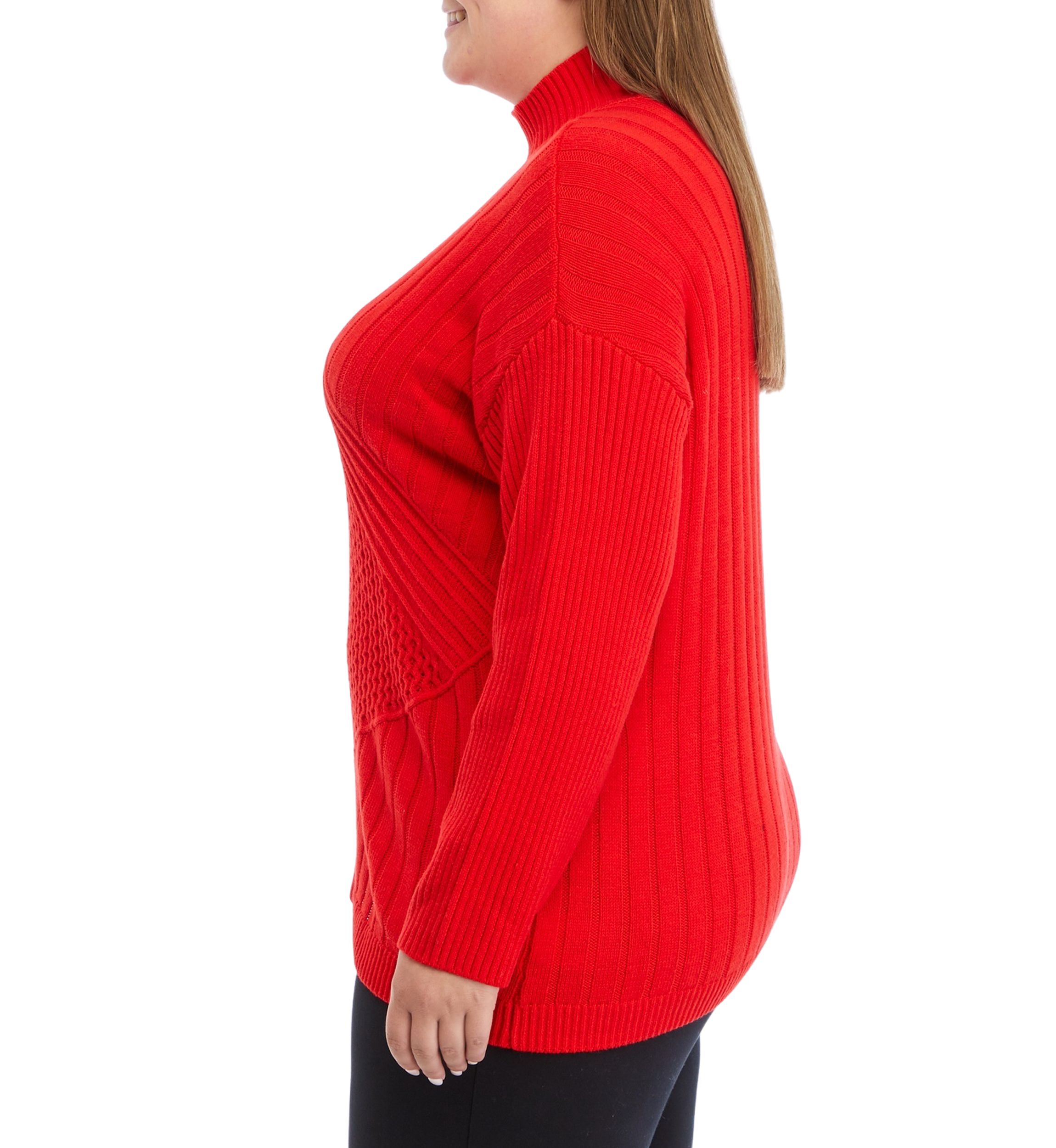 Plus Size Reversible Directional Stitched Sweater