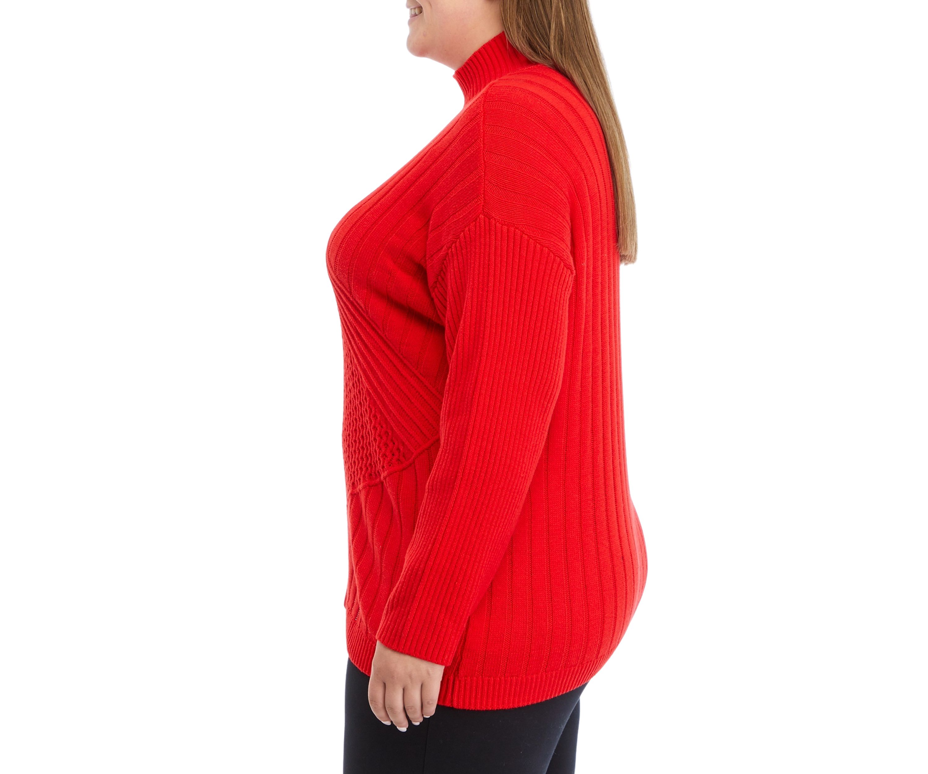 Plus Size Reversible Directional Stitched Sweater