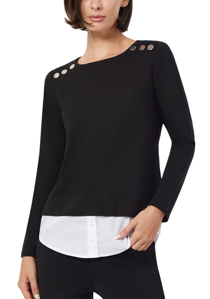 Womens 2Fer Sweater with Button Shoulders