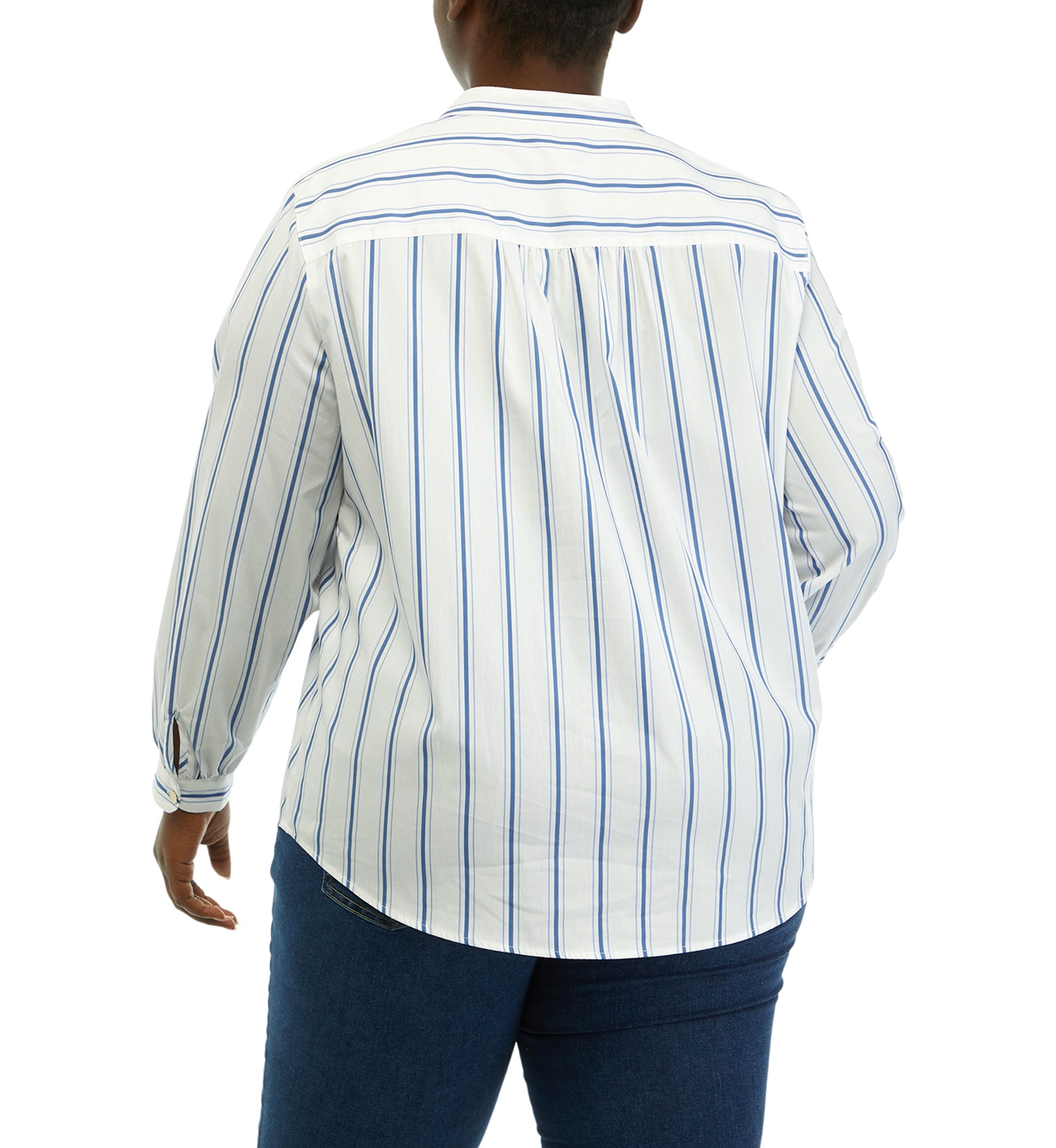 Plus Size Stripe Poplin Top