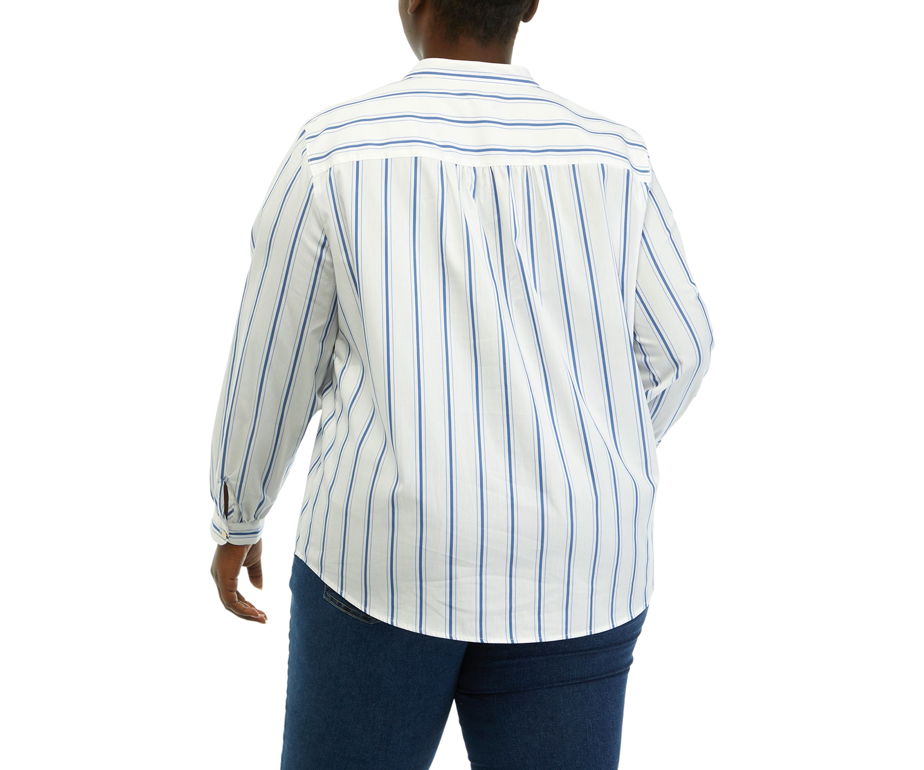 Plus Size Stripe Poplin Top