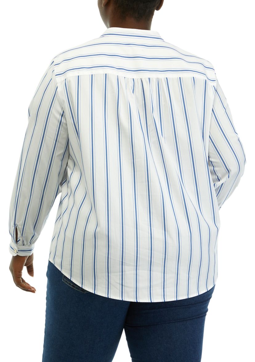 Plus Size Stripe Poplin Top