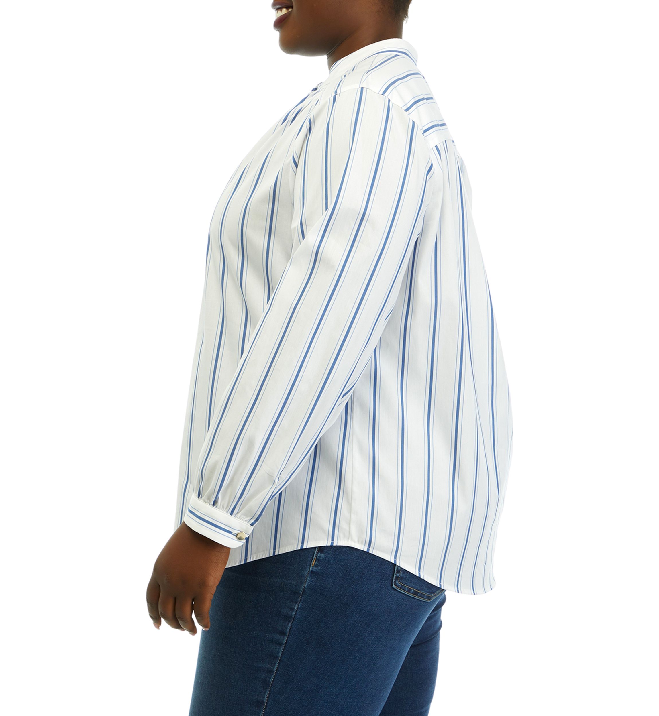 Plus Size Stripe Poplin Top