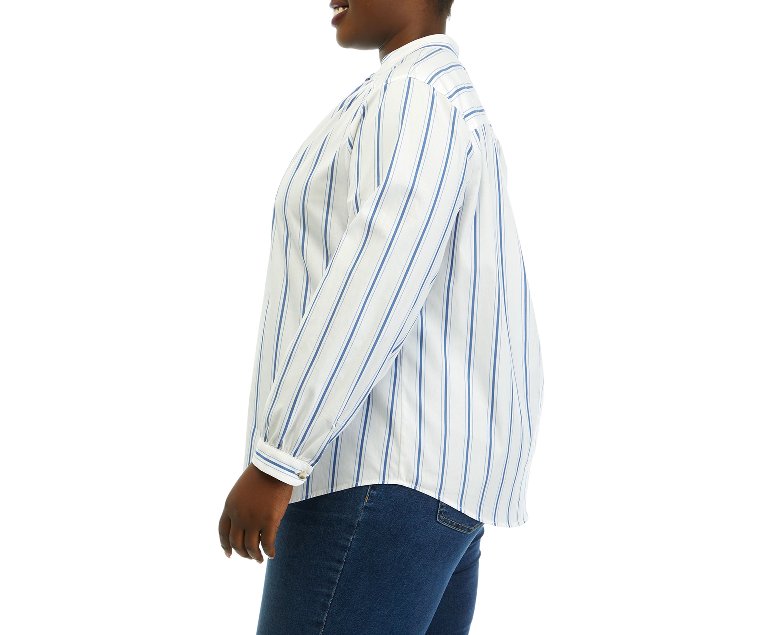Plus Size Stripe Poplin Top