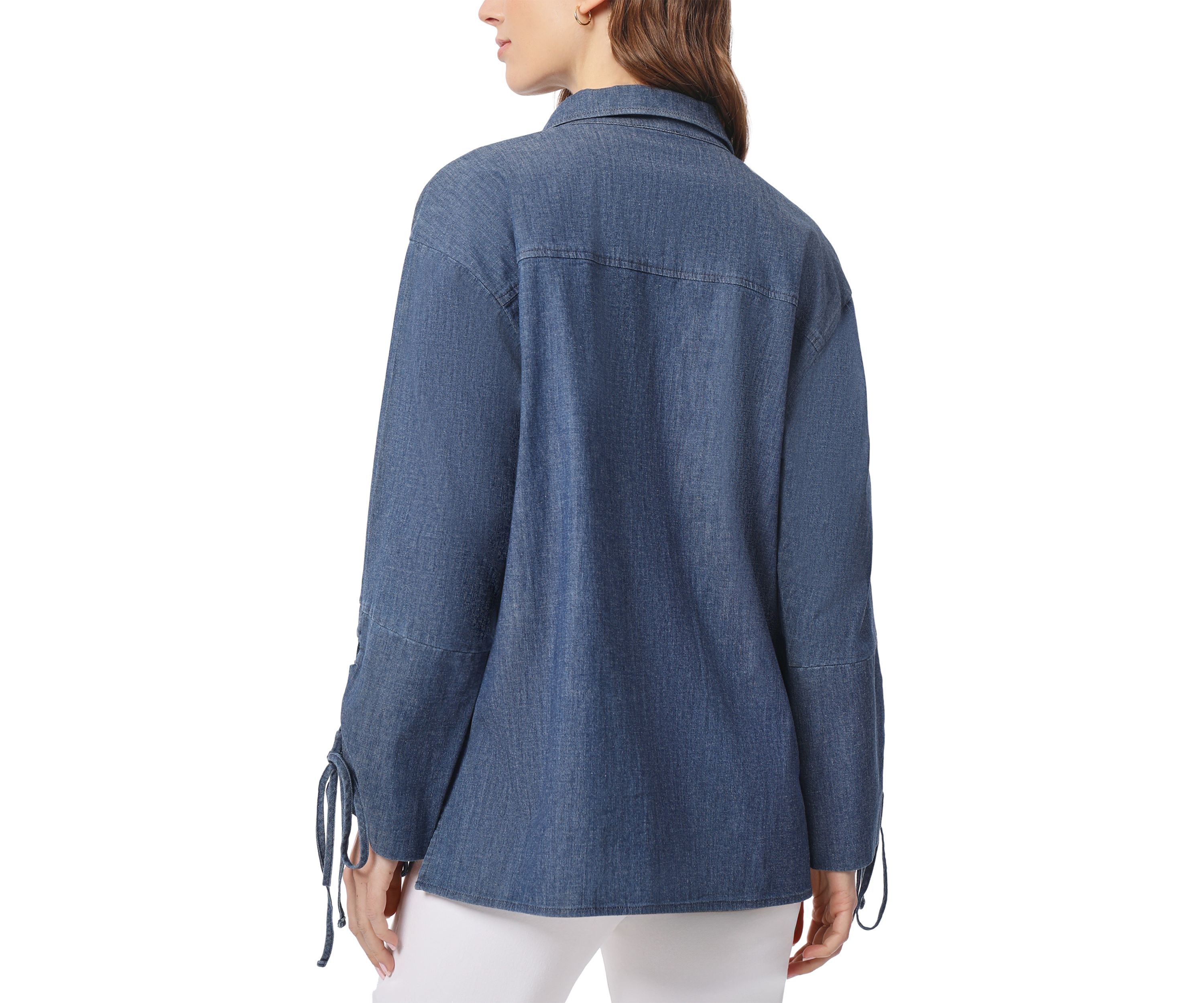 Womens Long Sleeve Chambray Button Down Shirt
