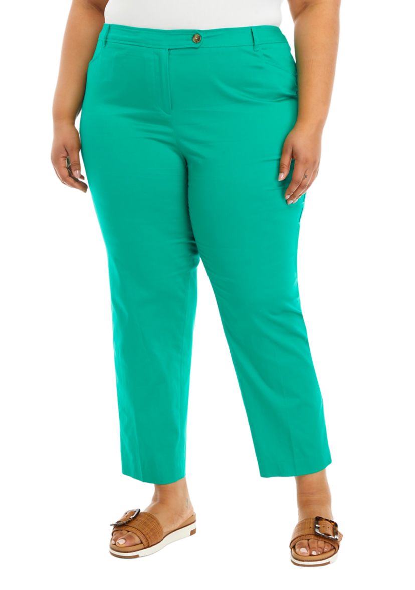 Plus Size Fly Front Duke Slim Ankle Pants