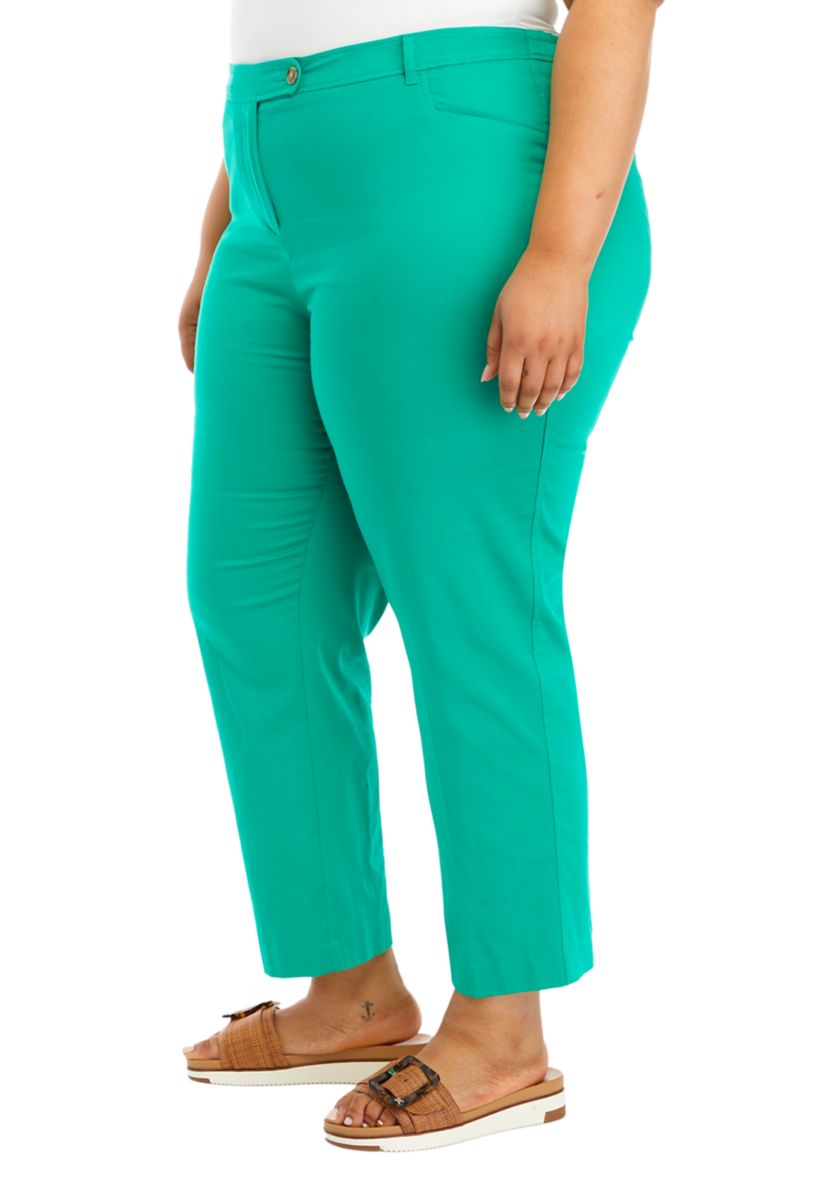 Plus Size Fly Front Duke Slim Ankle Pants