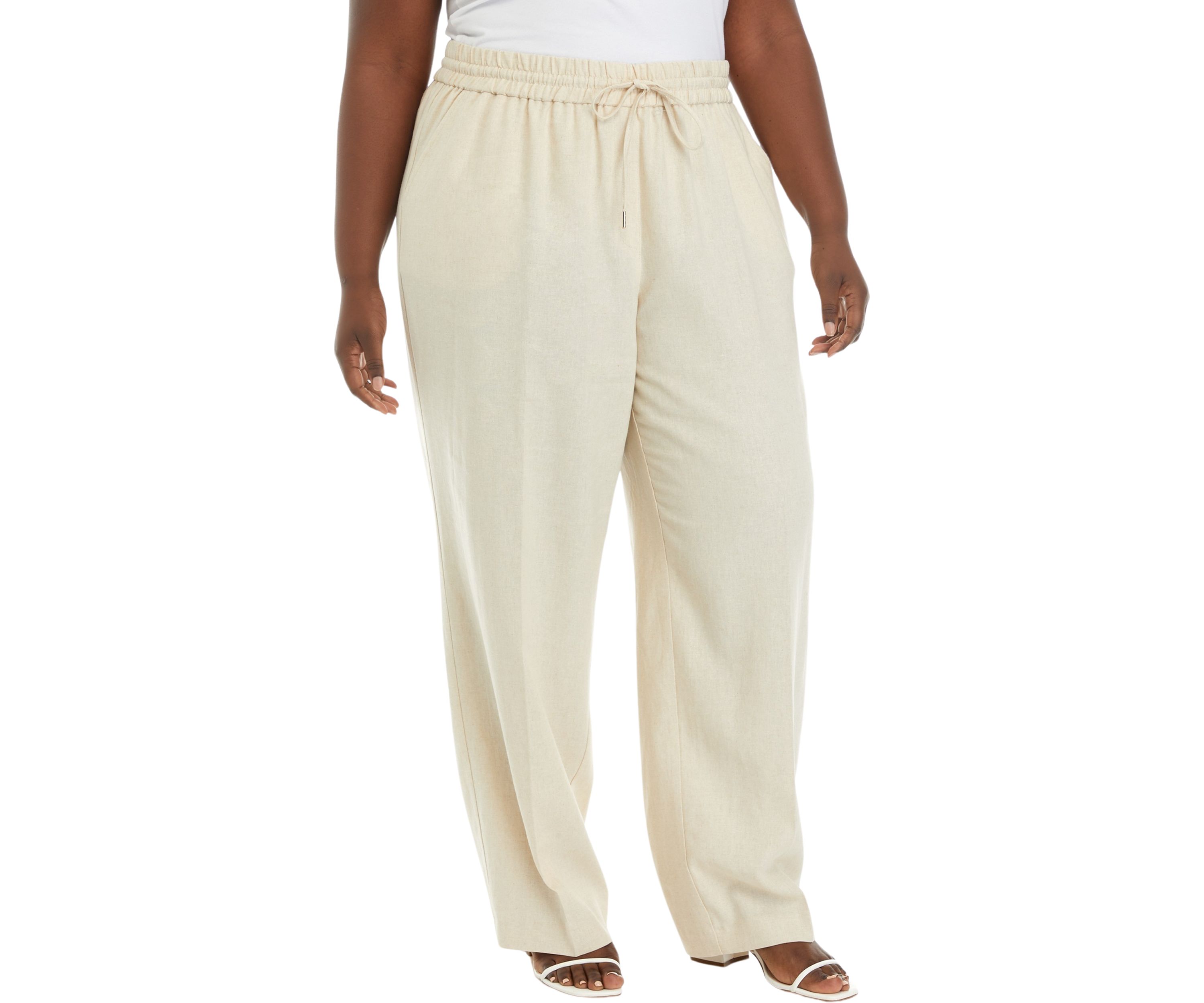 Plus Size Pull On D-String Slash Pocket Trousers