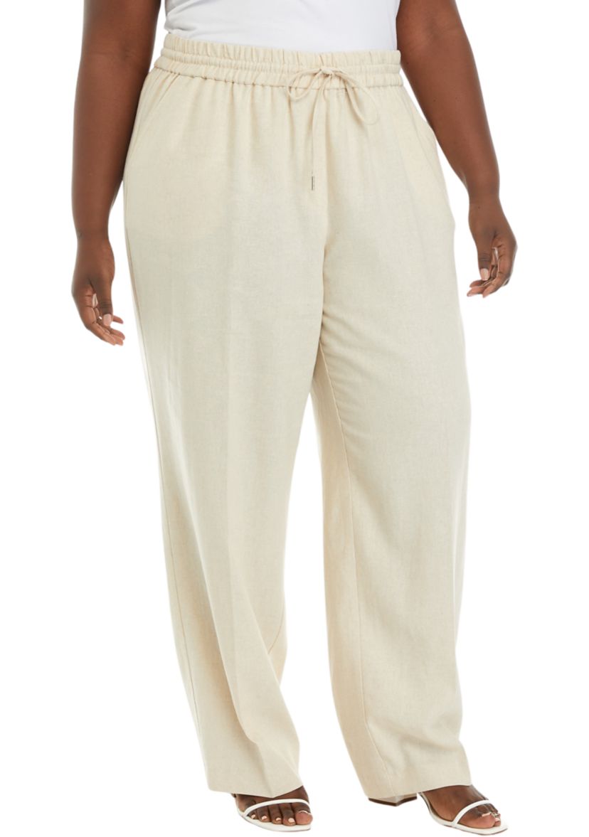 Plus Size Pull On D-String Slash Pocket Trousers