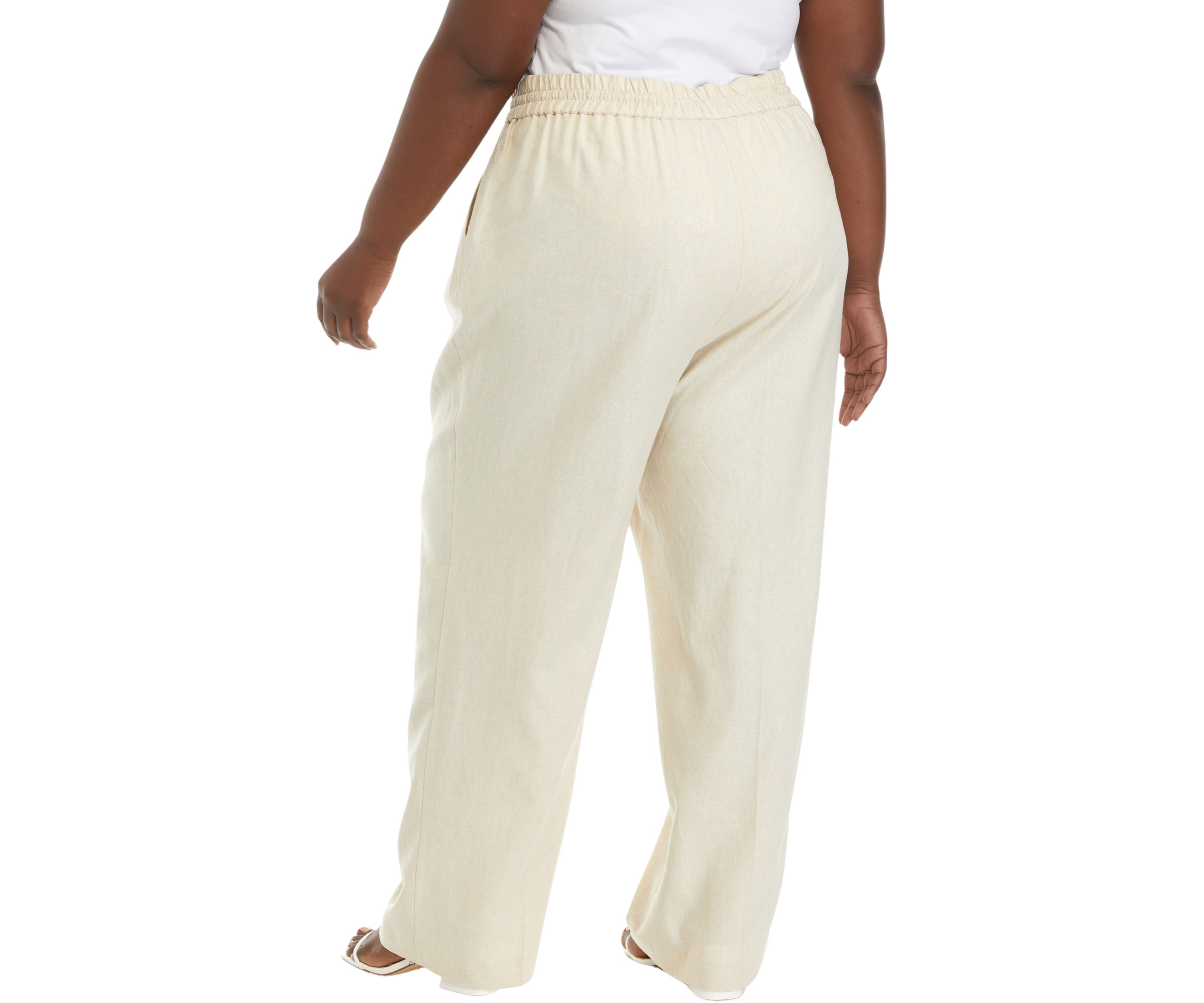 Plus Size Pull On D-String Slash Pocket Trousers