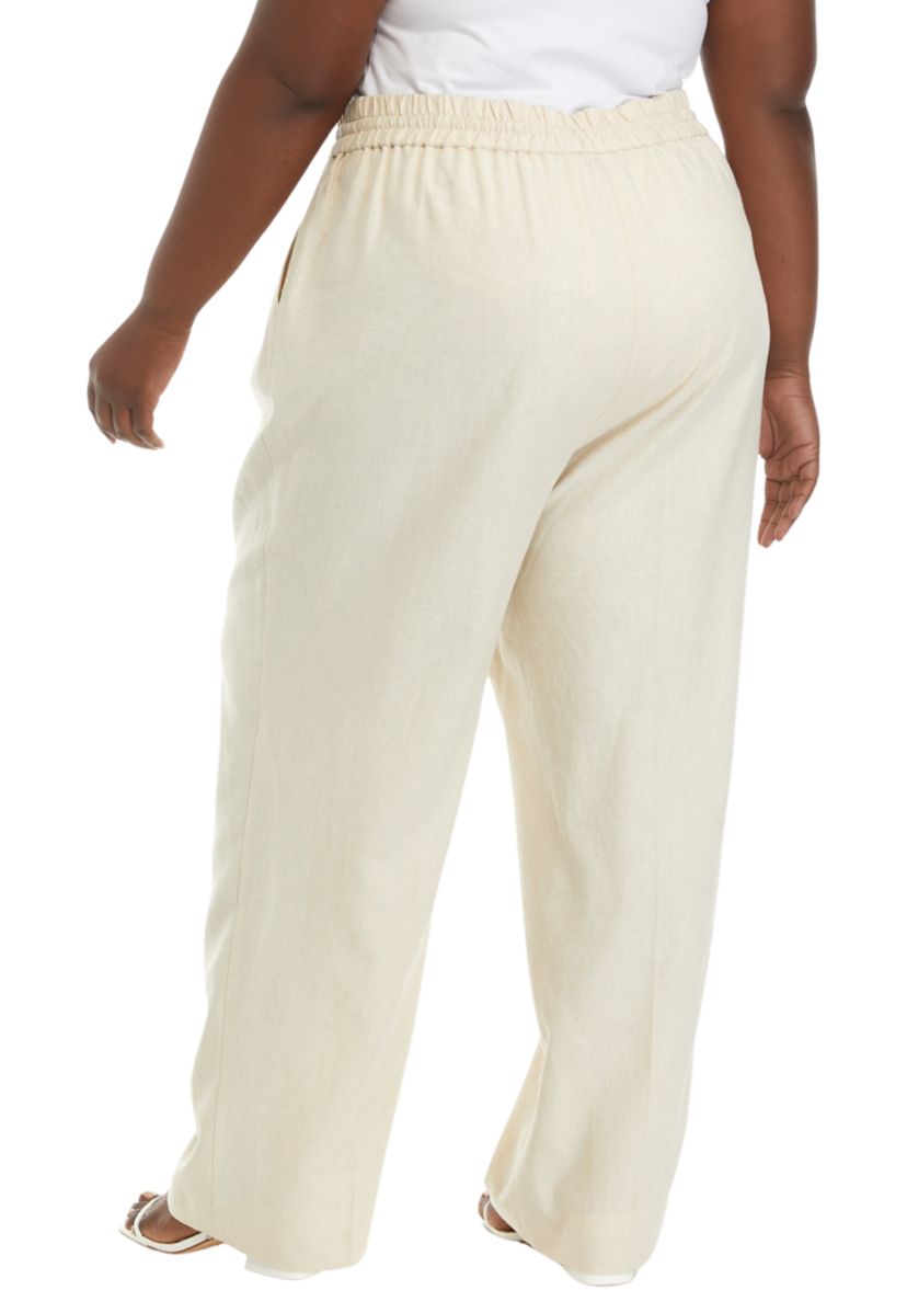 Plus Size Pull On D-String Slash Pocket Trousers