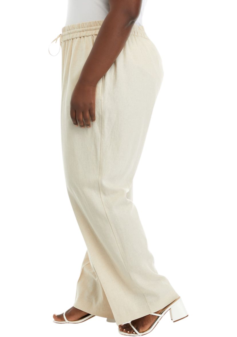 Plus Size Pull On D-String Slash Pocket Trousers
