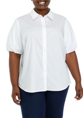 JONES NEW YORK Women's Plus Size Elbow Puff Sleeve Button Down Shirt -  180455410890855