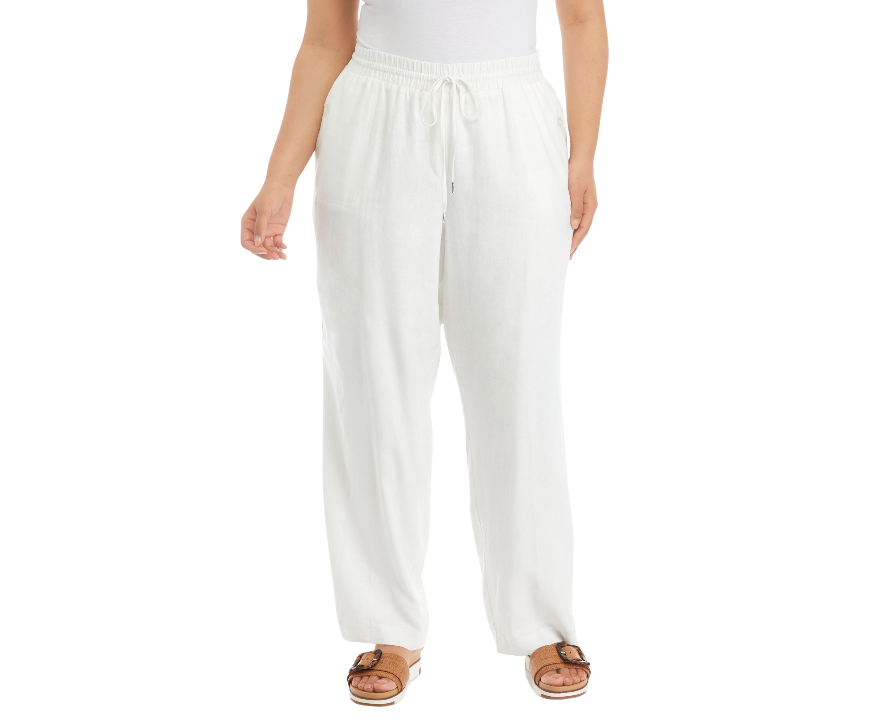 Plus Size Pull On D-String Slash Pocket Trouser Pants