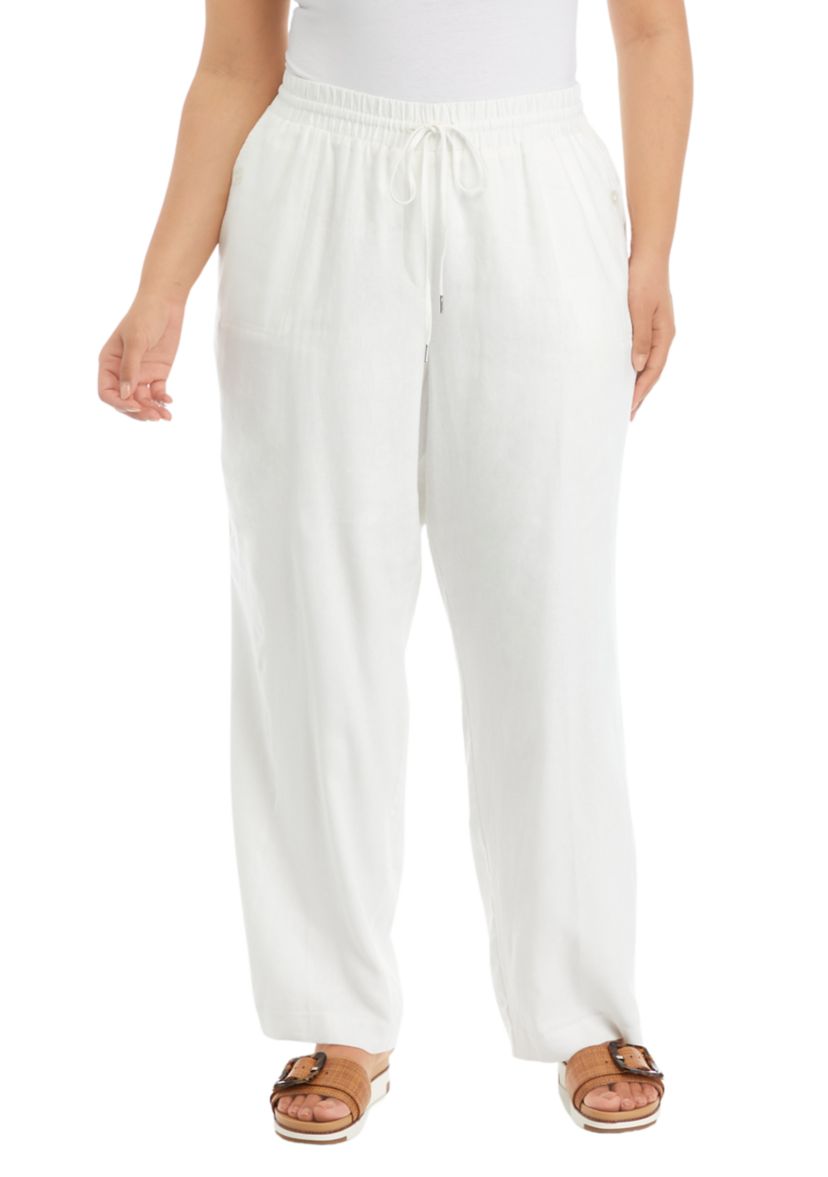 Plus Size Pull On D-String Slash Pocket Trouser Pants