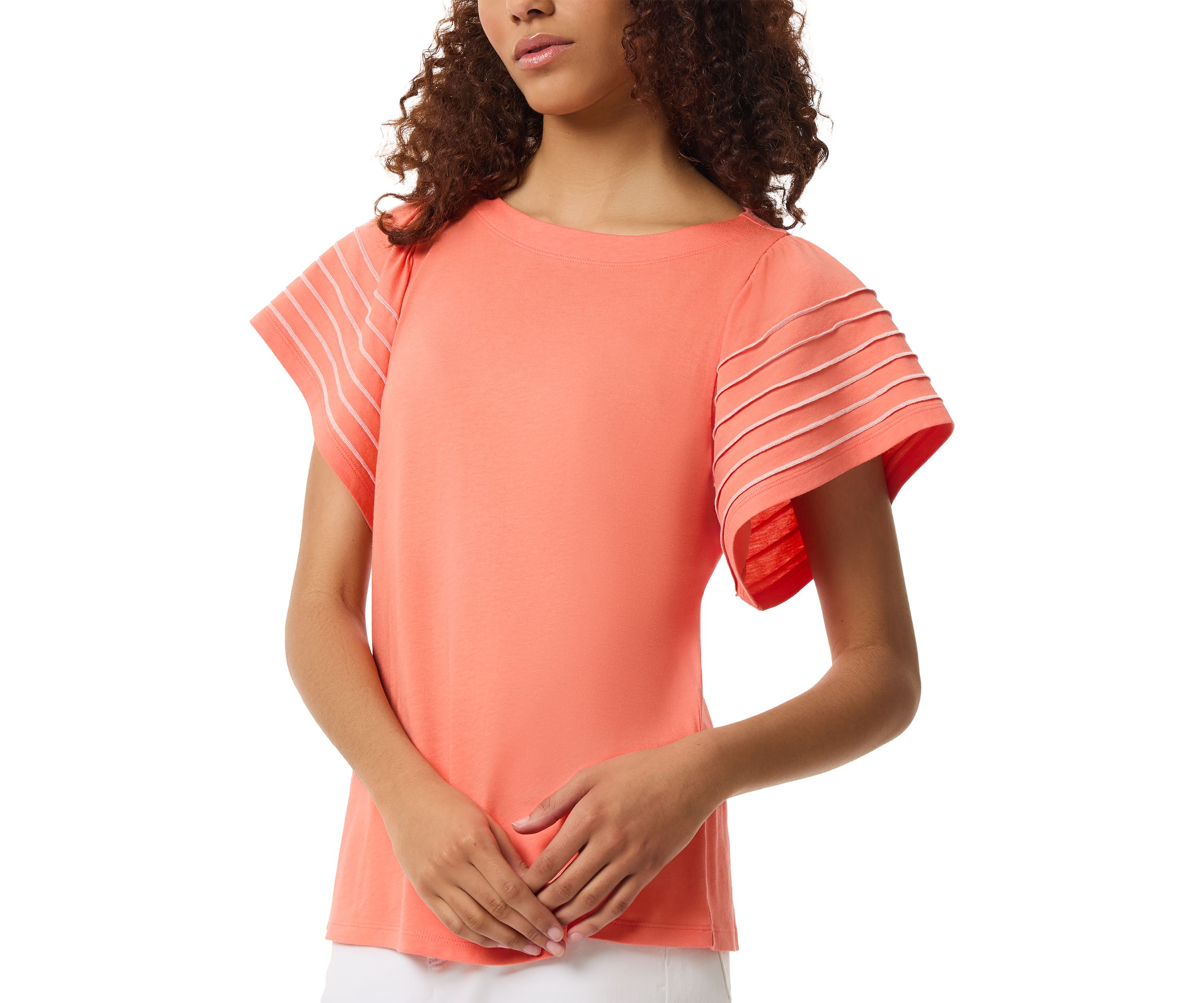 Womens Short Sleeve T-Shirt with Stitch Sleeves