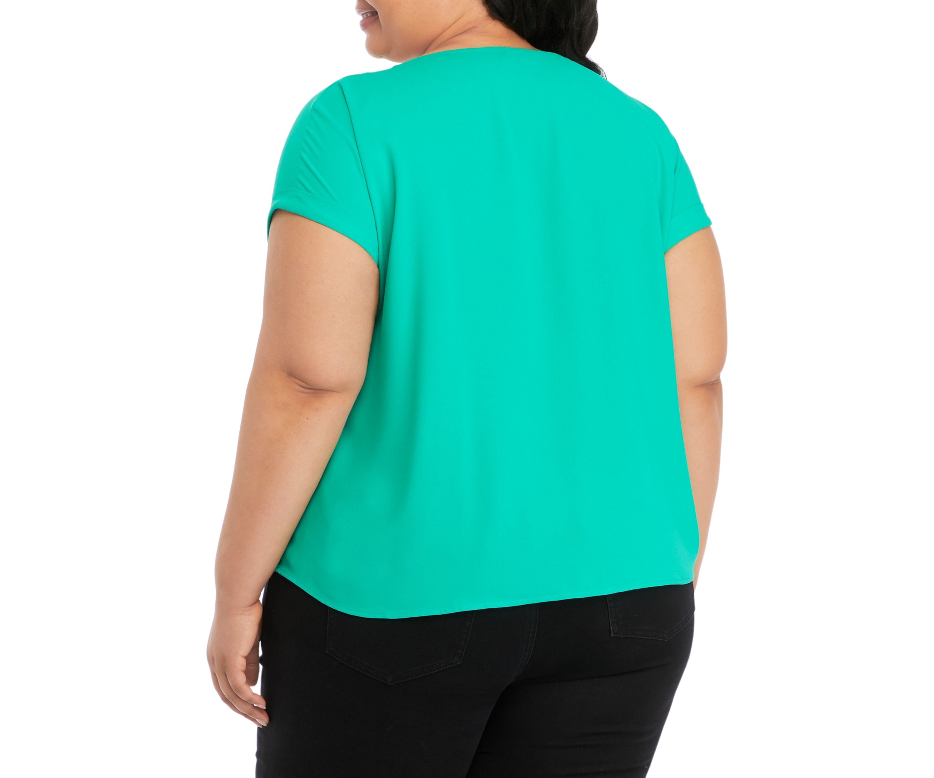 Plus Size Short Sleeve Button Detail Blouse