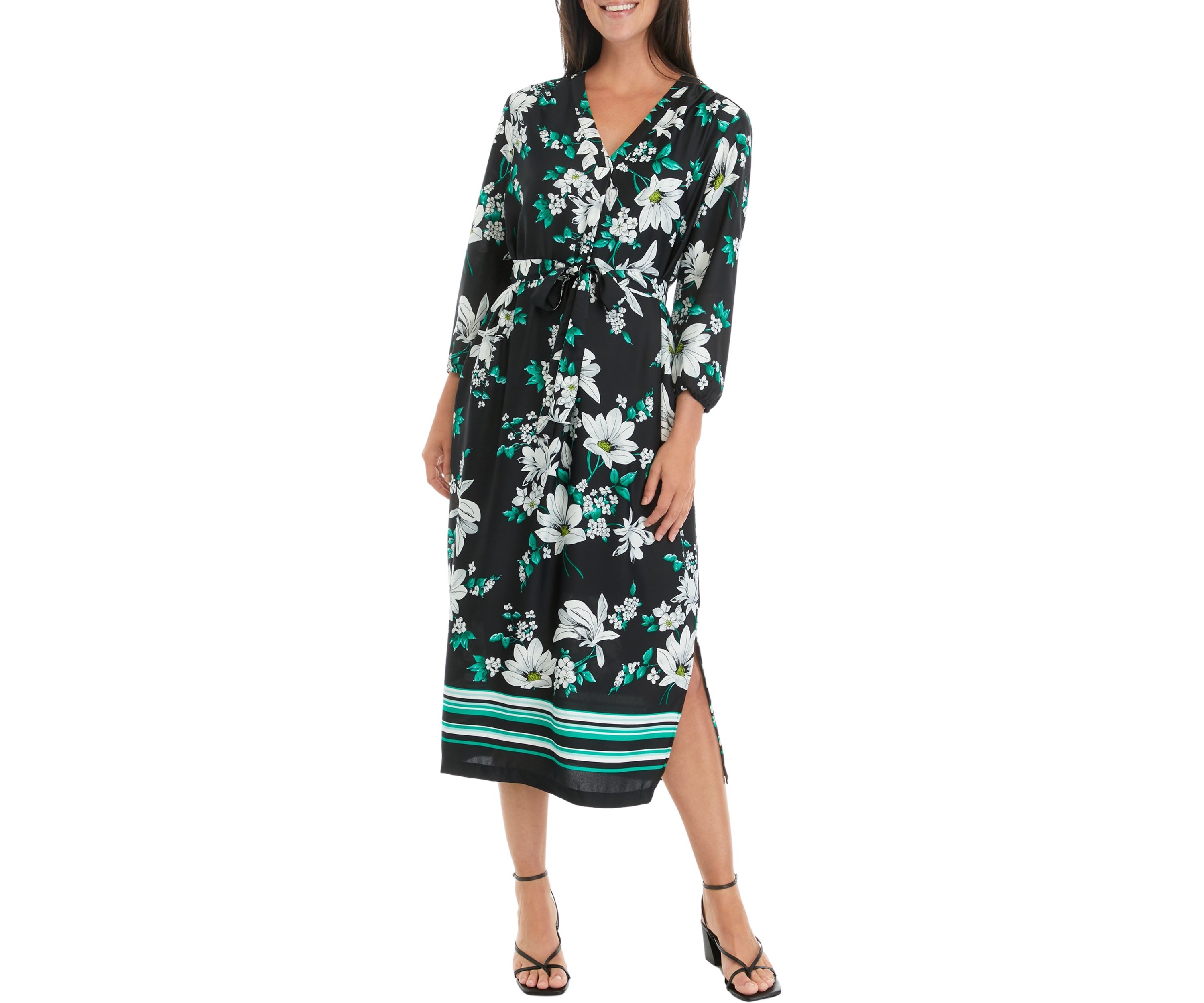 Womens V-Neck Midi Dress