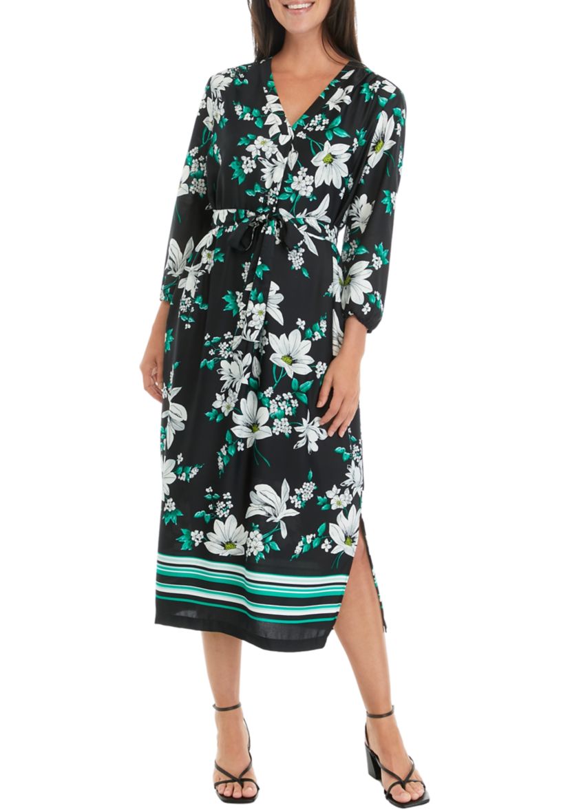Womens V-Neck Midi Dress