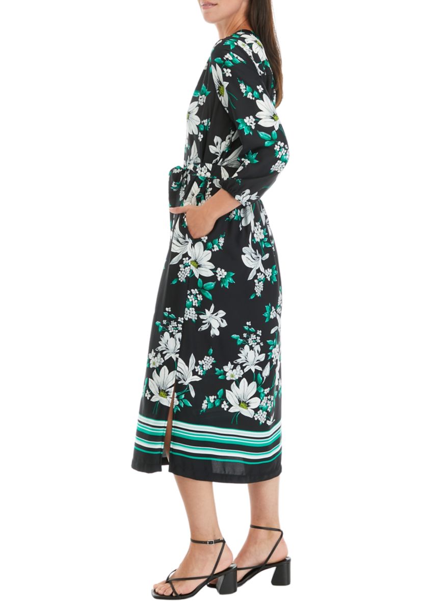Womens V-Neck Midi Dress