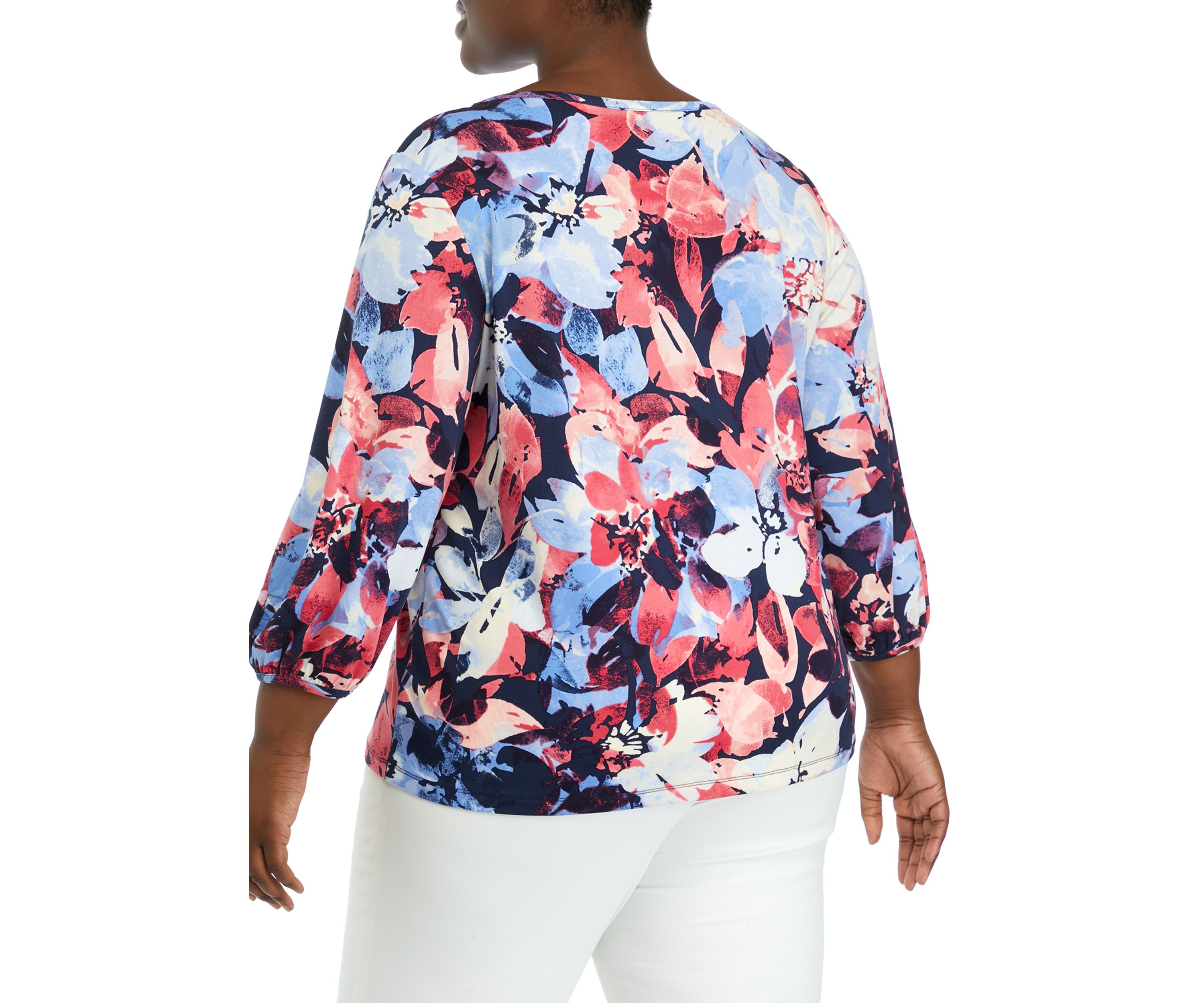 Plus Size Printed Moss Crepe Top