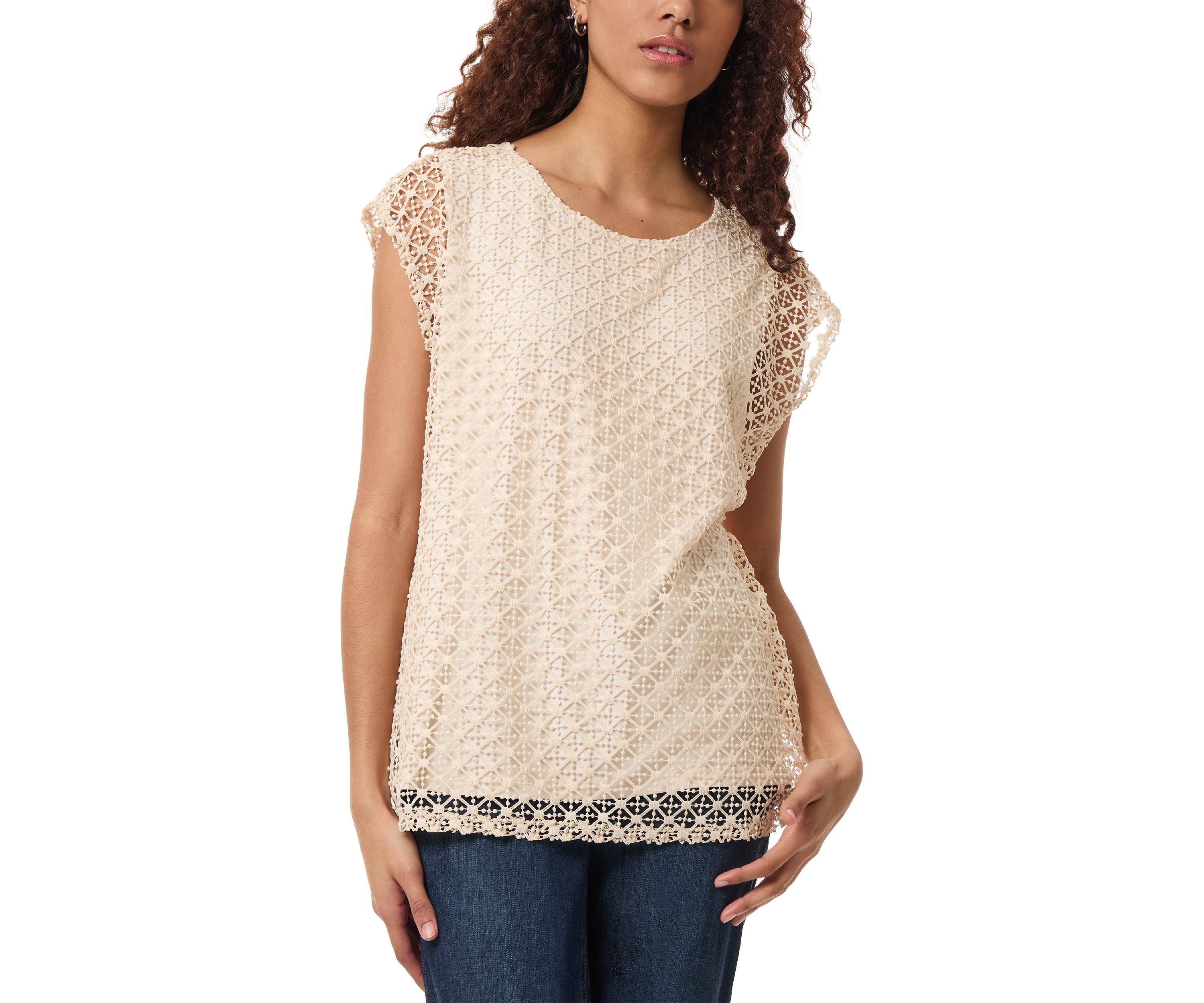 Petite Lafayette Lace Drop Shoulder Top 