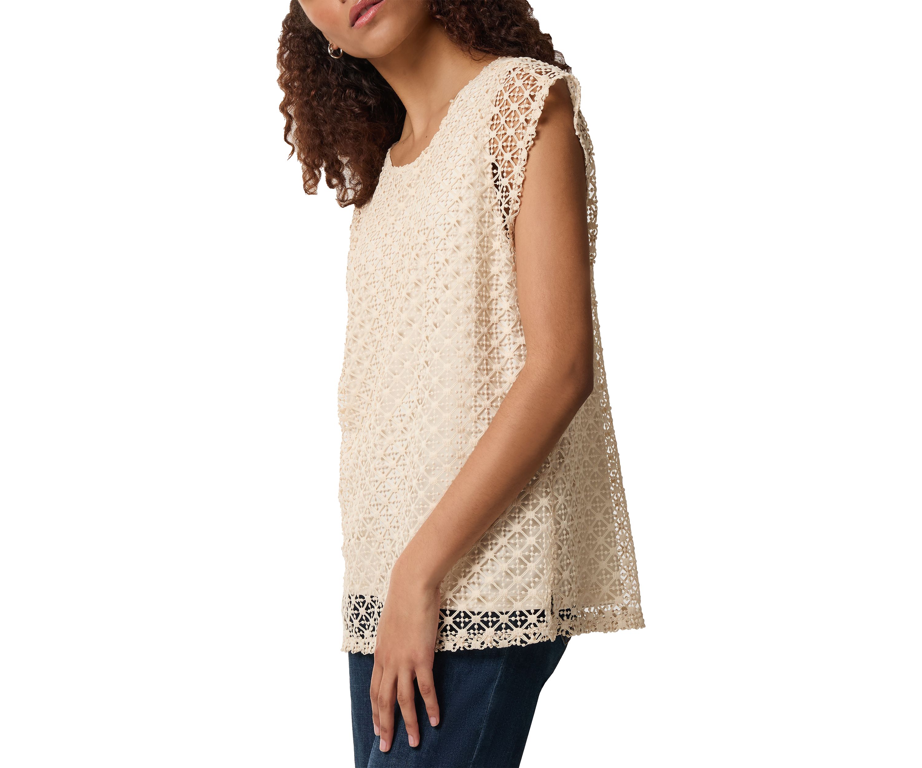 Petite Lafayette Lace Drop Shoulder Top 