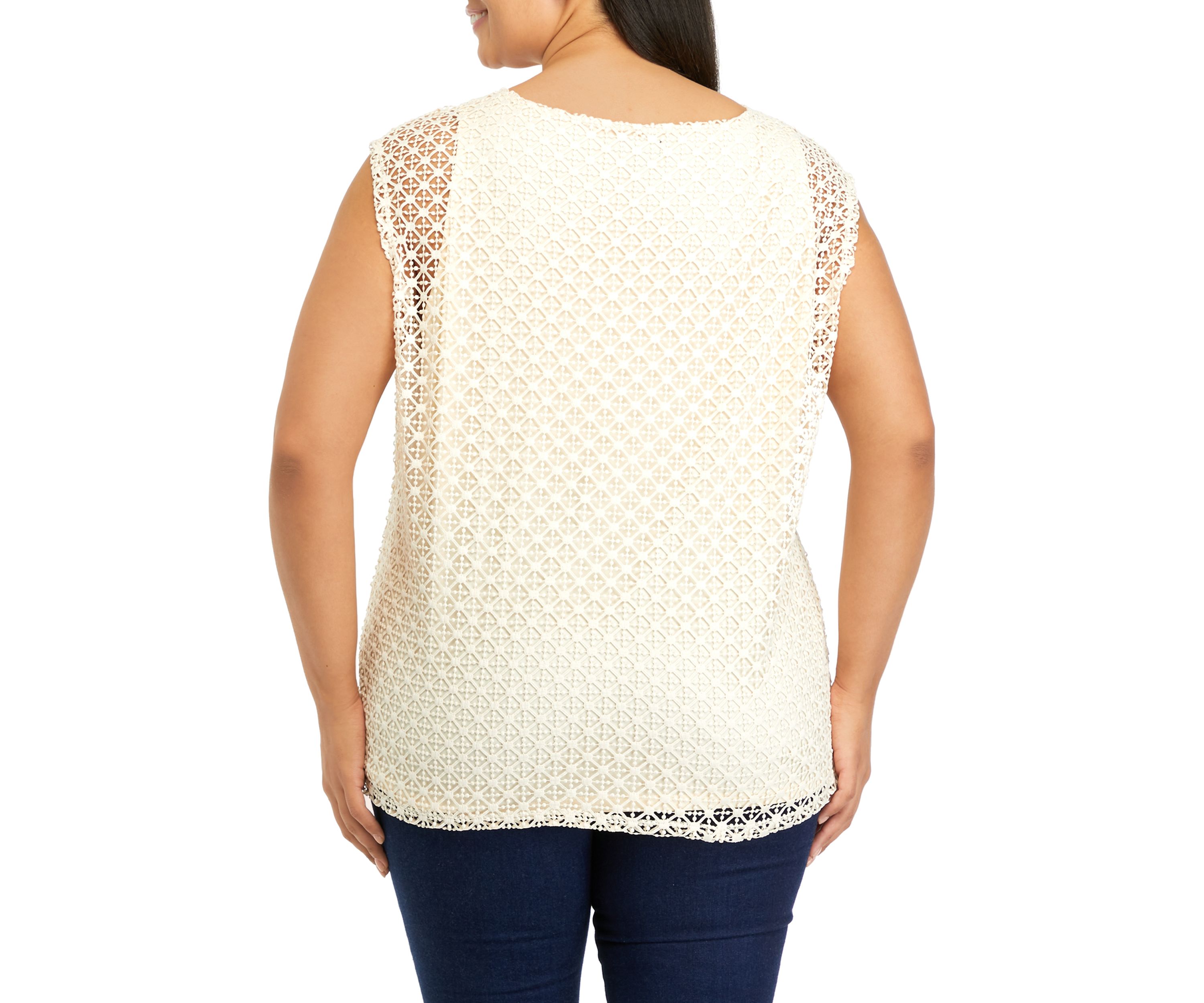 Plus Size Lace Cap Sleeve Top