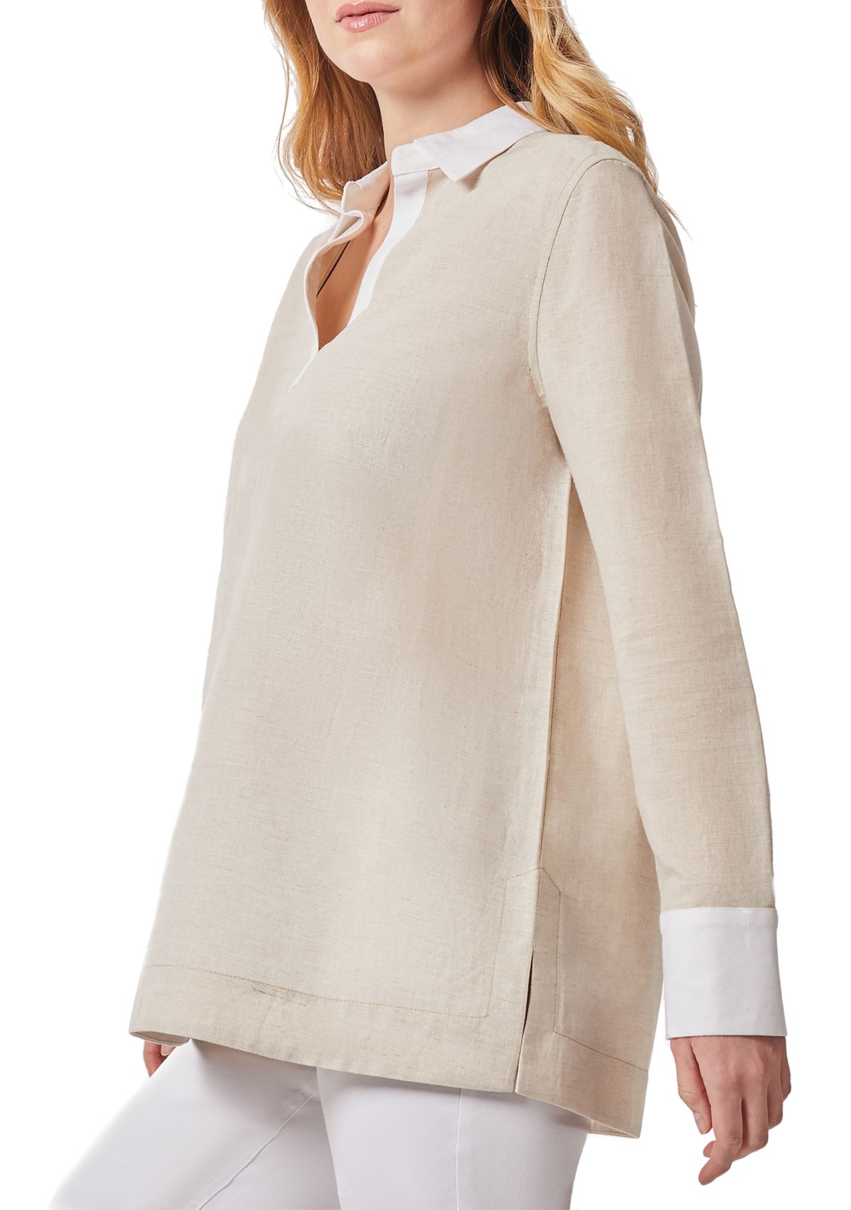 Womens Printed Moss Crepe V-Neck Pleat Front Top