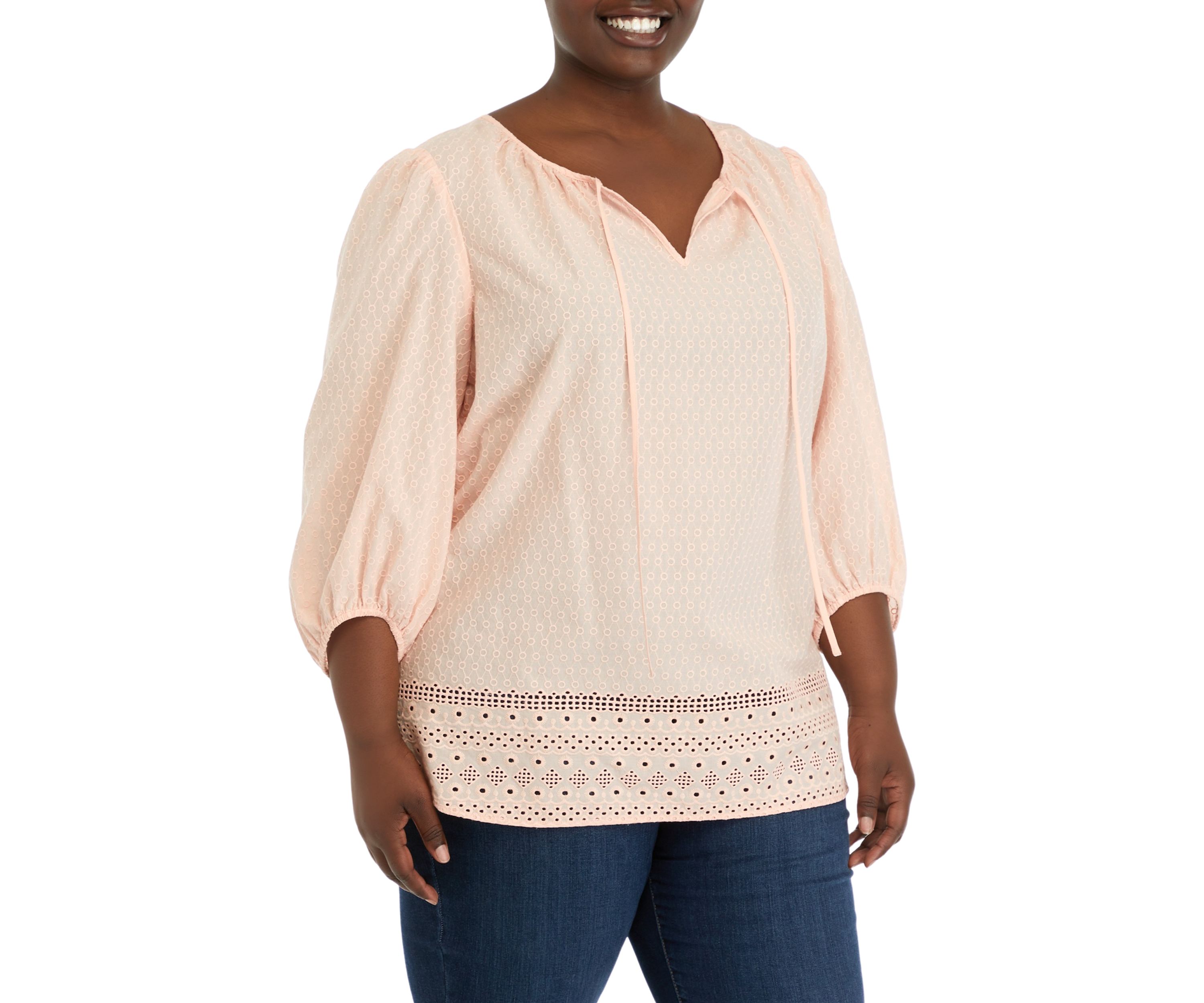 Plus Size Tie Neck Top