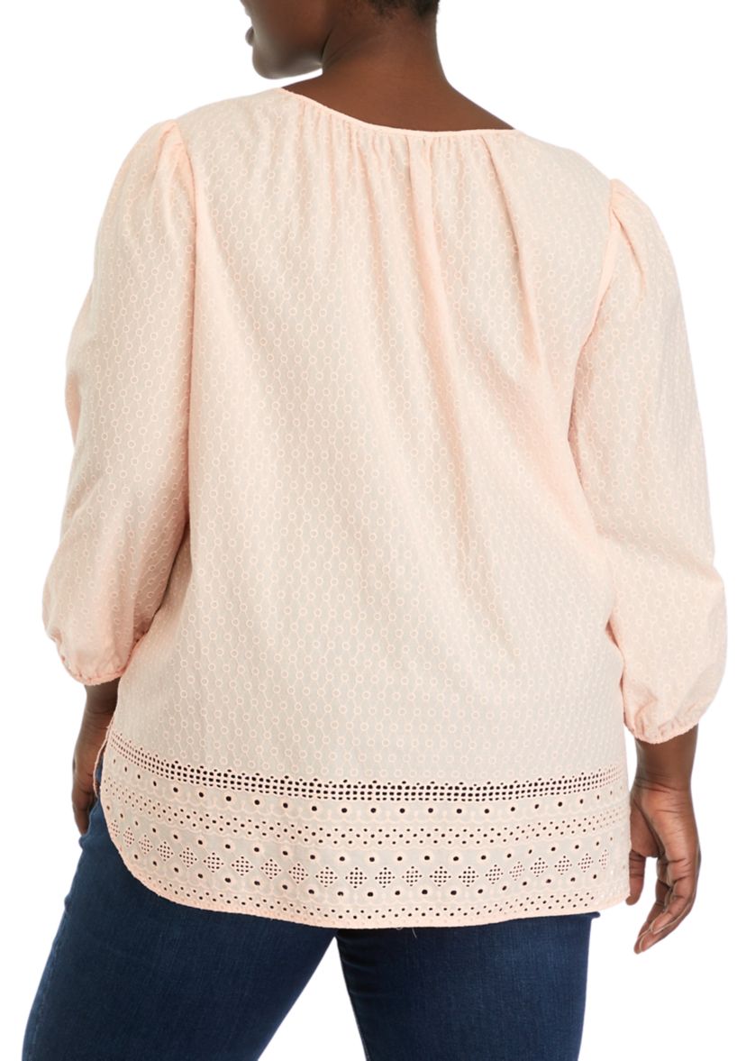 Plus Size Tie Neck Top