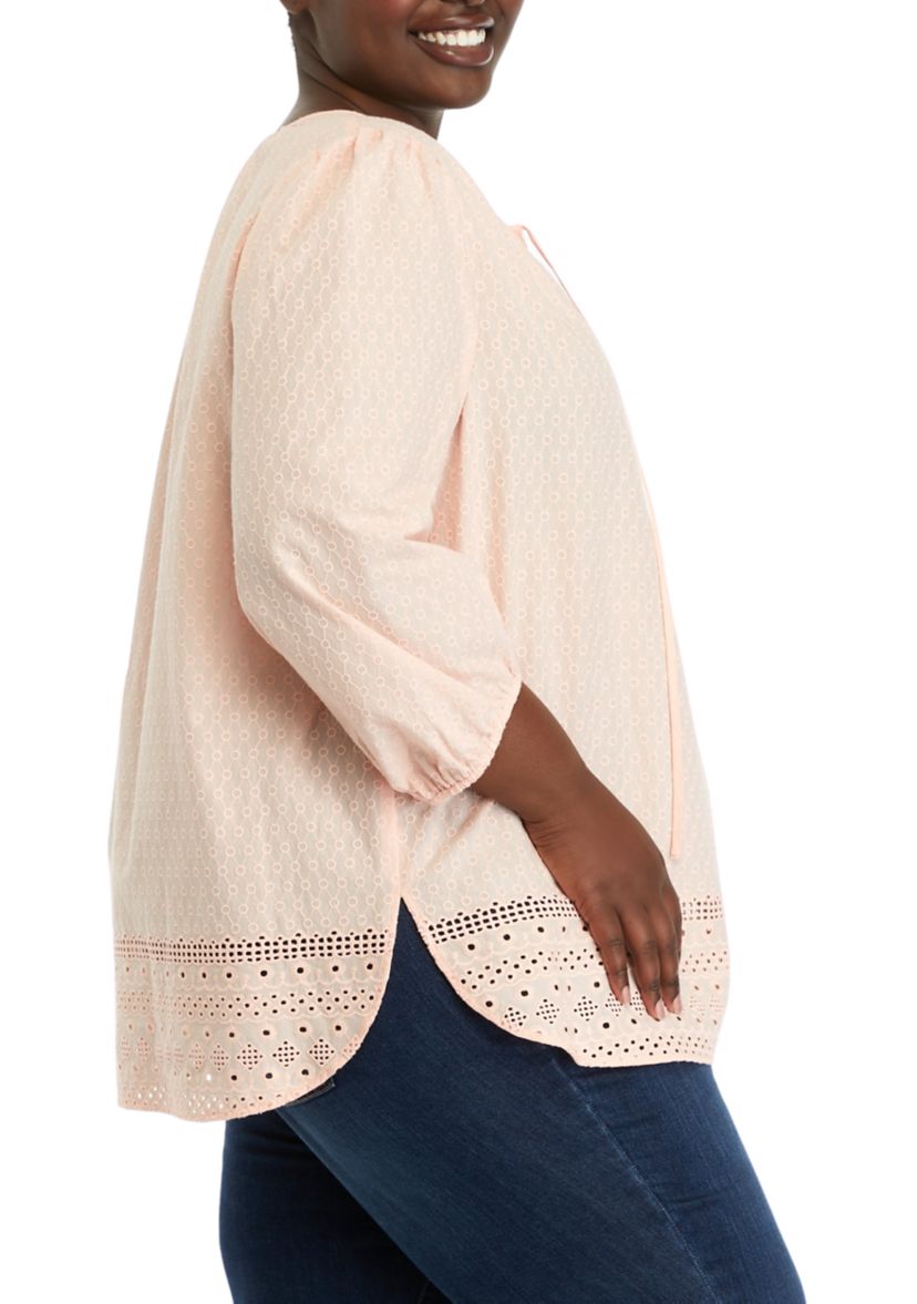 Plus Size Tie Neck Top